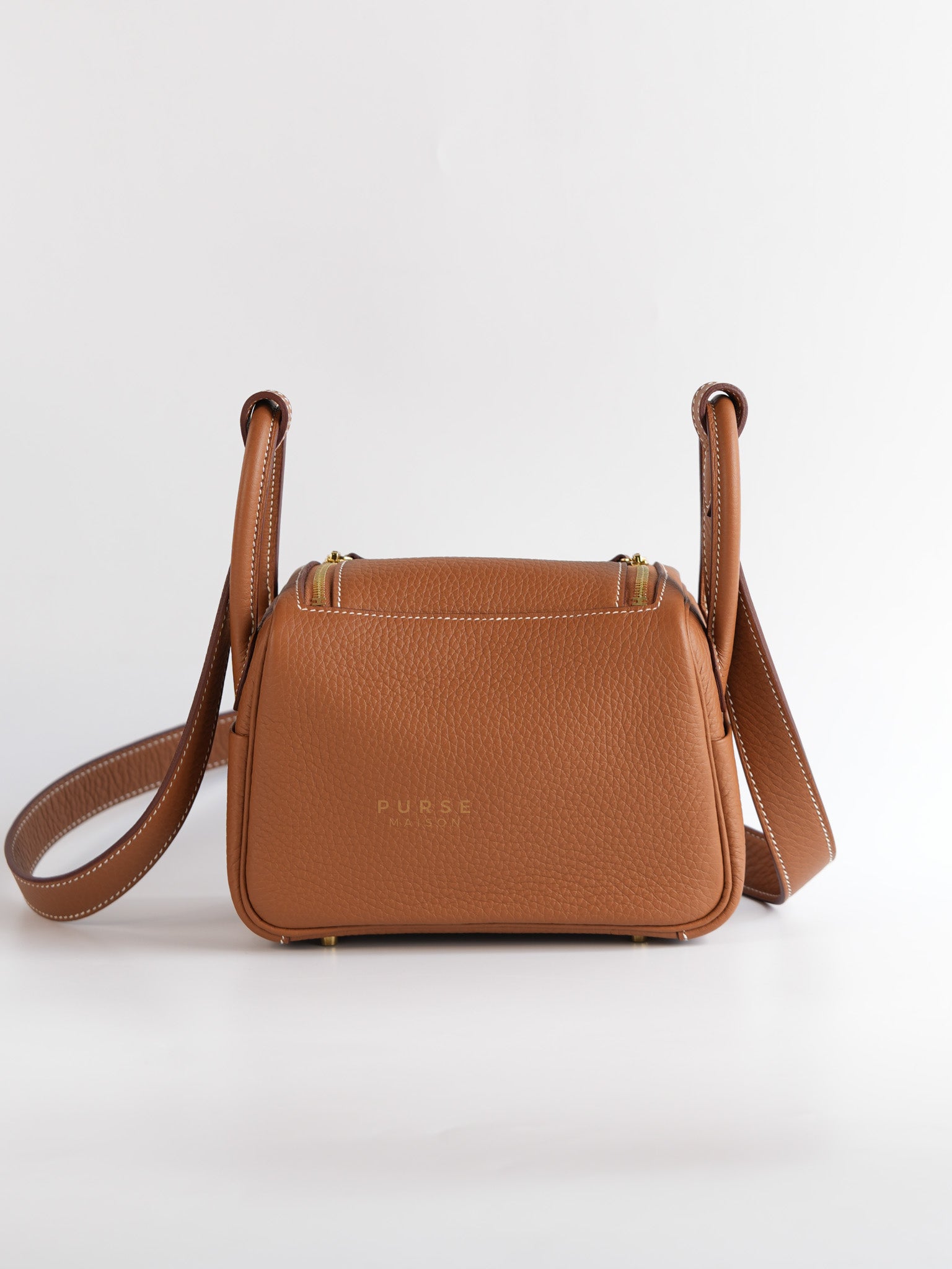 Mini Lindy in Gold Taurillon Clémence Leather with Gold Hardware, Stamp W (2024) | Purse Maison Luxury Bags Shop