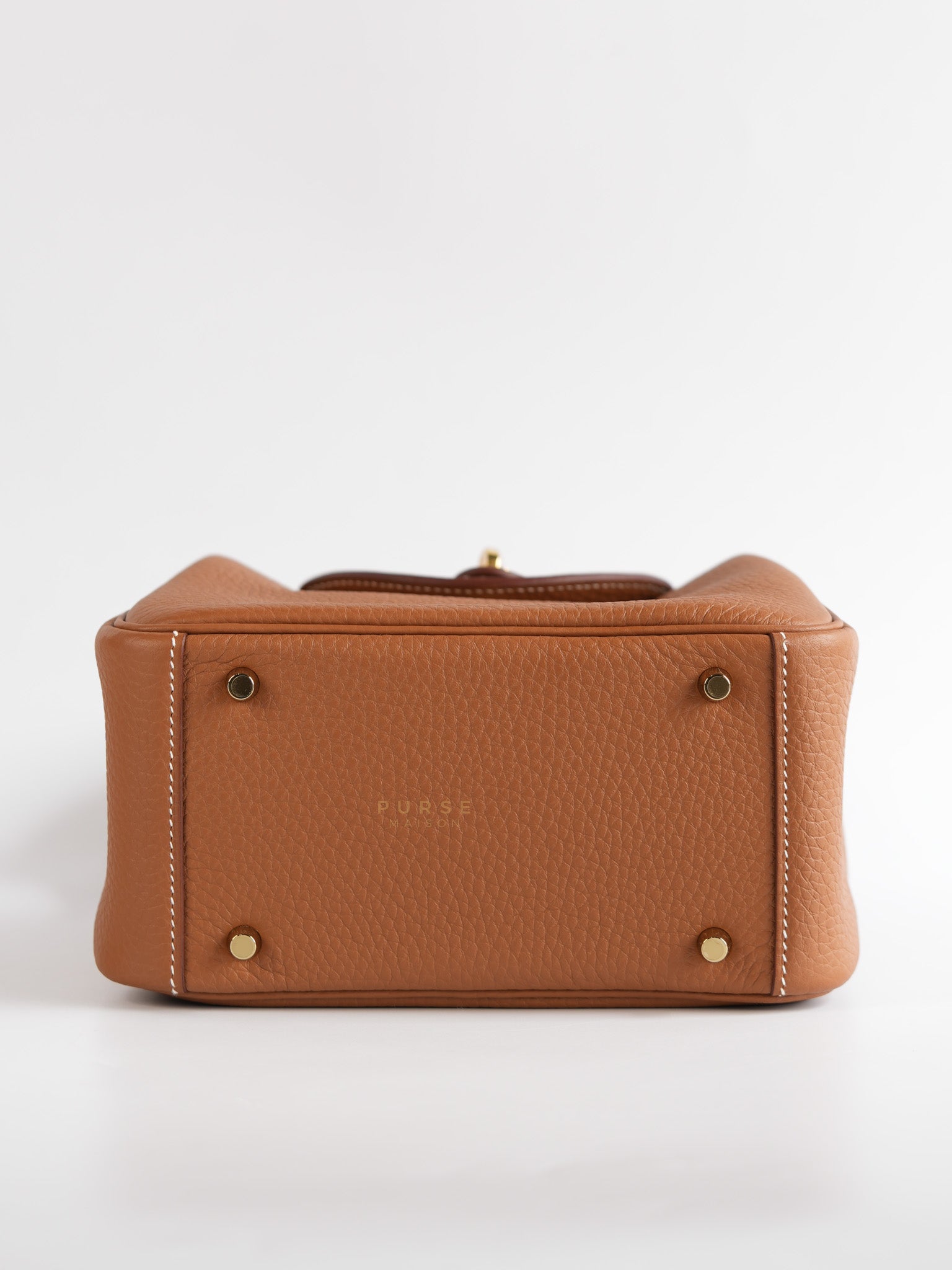 Mini Lindy in Gold Taurillon Clémence Leather with Gold Hardware, Stamp W (2024) | Purse Maison Luxury Bags Shop