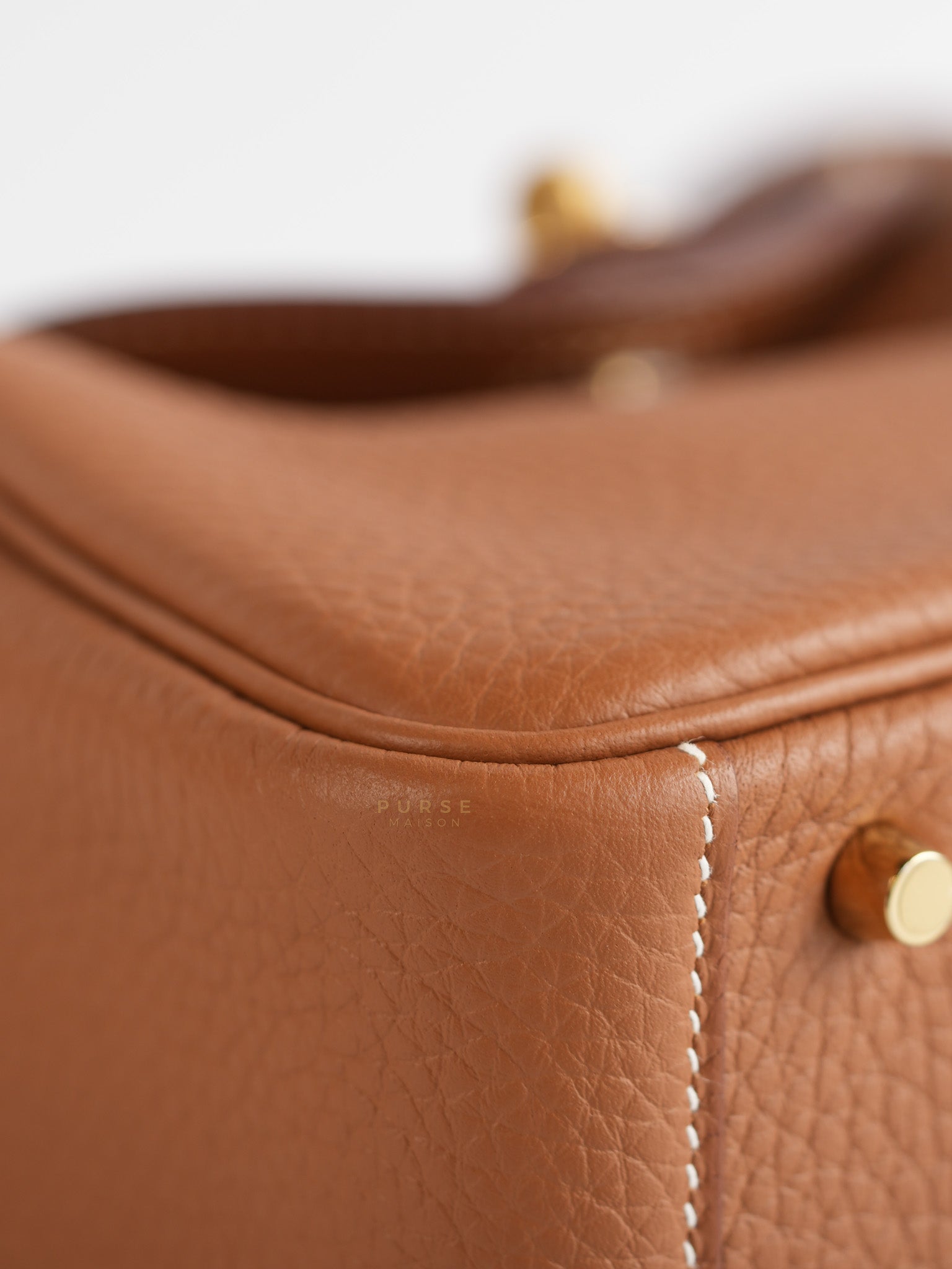 Mini Lindy in Gold Taurillon Clémence Leather with Gold Hardware, Stamp W (2024) | Purse Maison Luxury Bags Shop