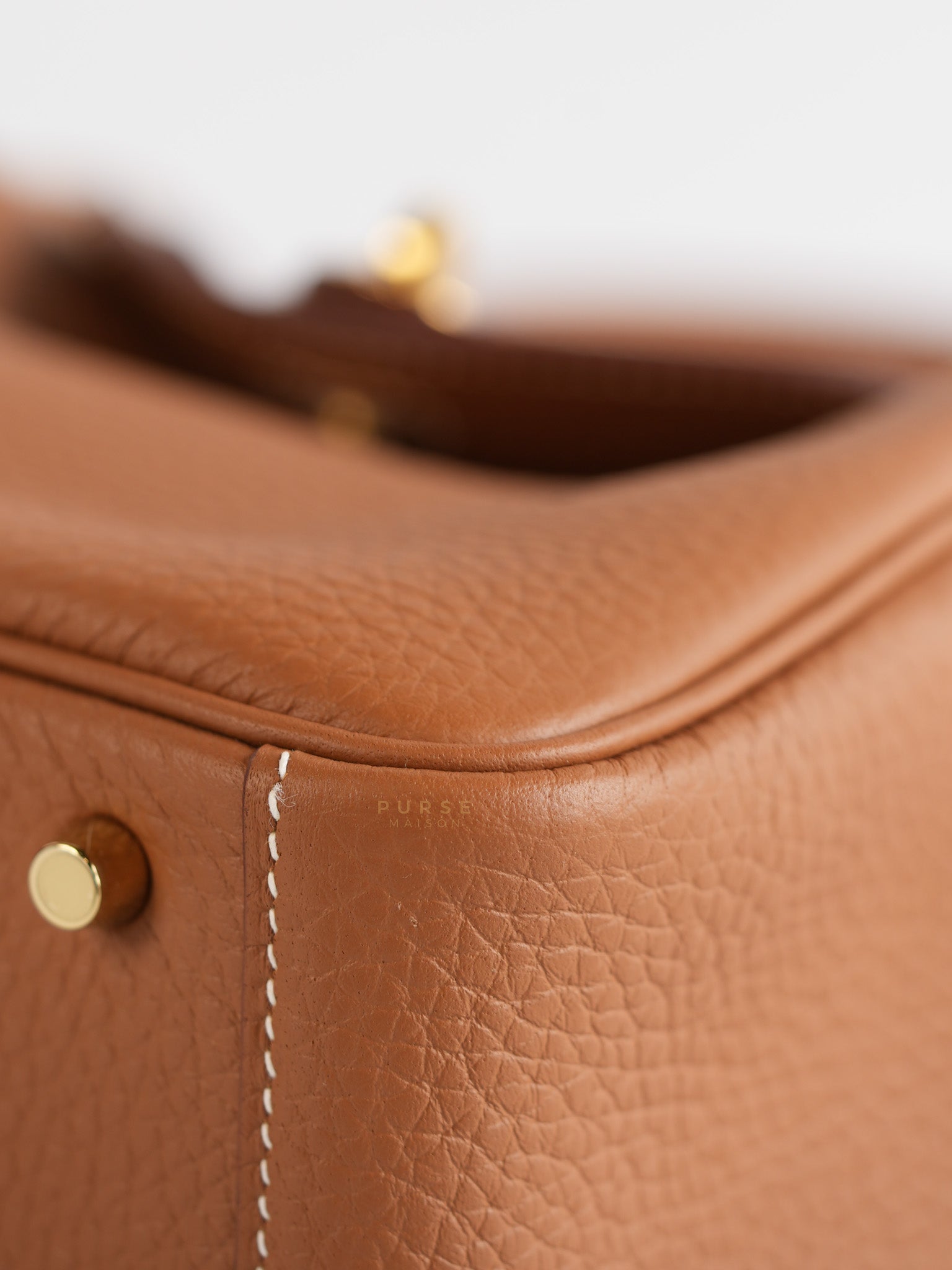 Mini Lindy in Gold Taurillon Clémence Leather with Gold Hardware, Stamp W (2024) | Purse Maison Luxury Bags Shop