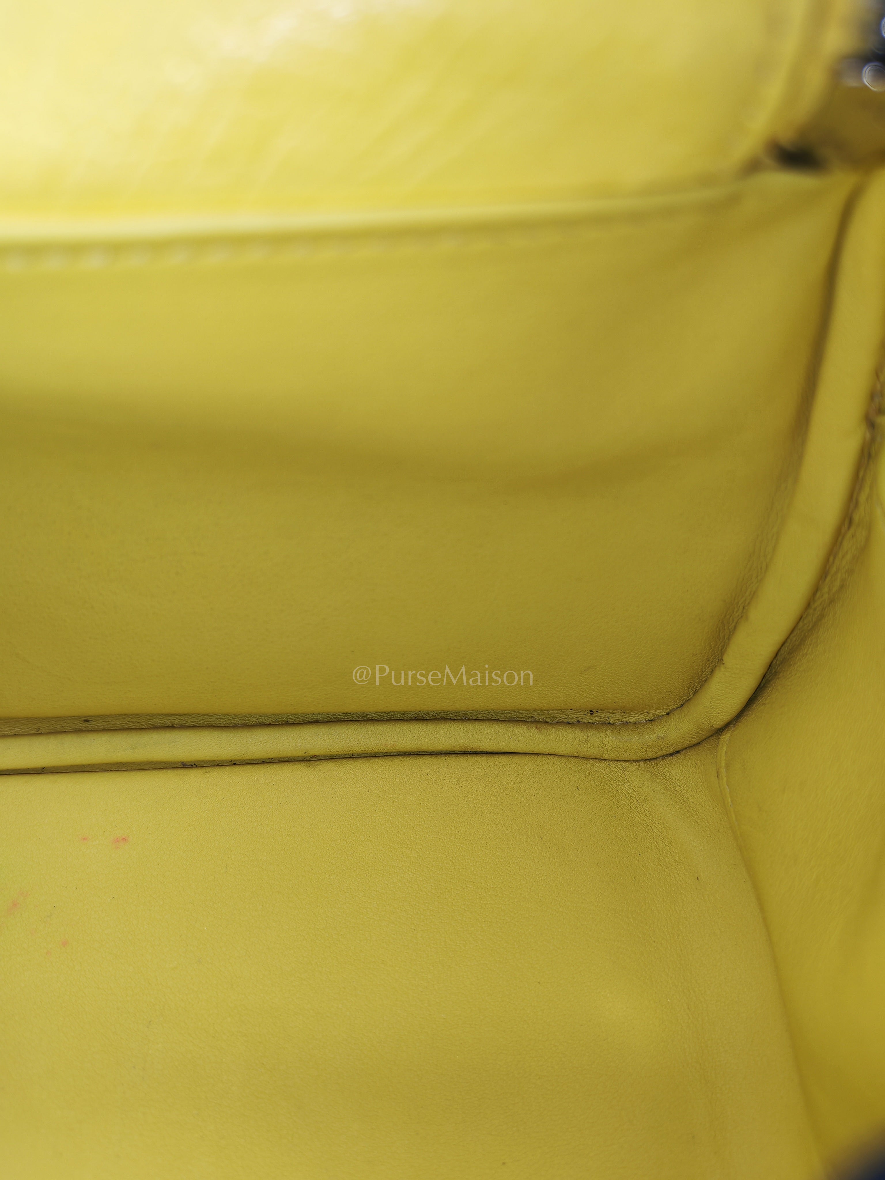 Mini Lindy in Joune Ostrich Leather & Palladium Hardware Stamp Y (2020) | Purse Maison Luxury Bags Shop