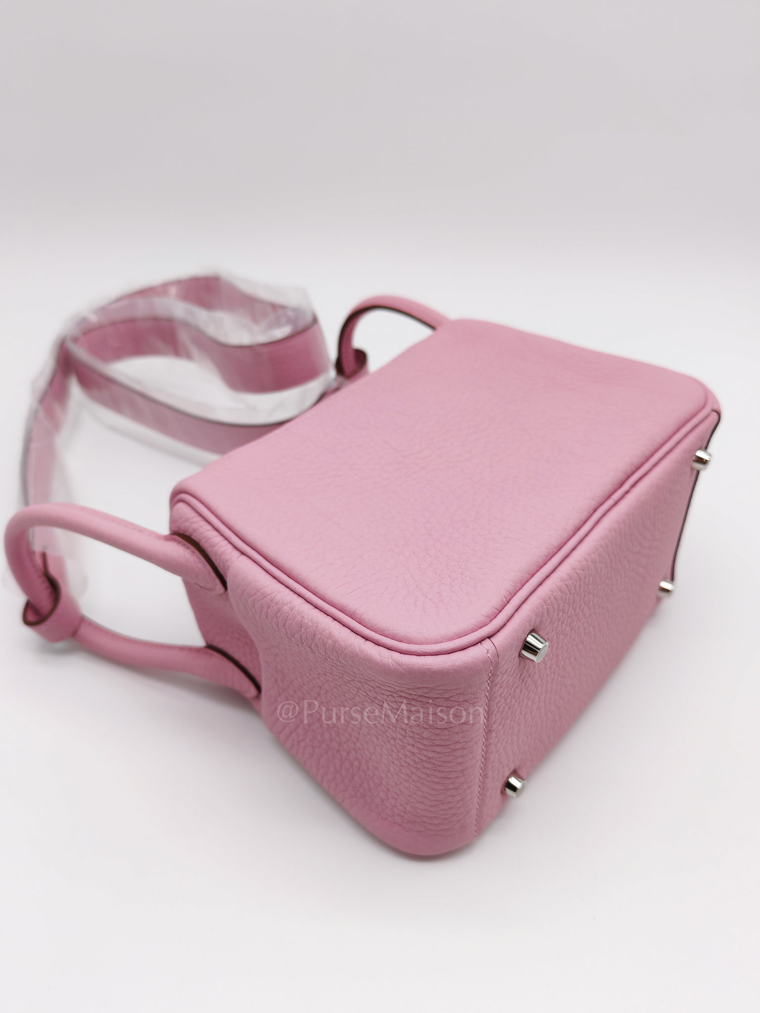 Mini Lindy in Mauve Sylvestre Clemence Leather and Palladium Hardware Stamp U (2022) | Purse Maison Luxury Bags Shop