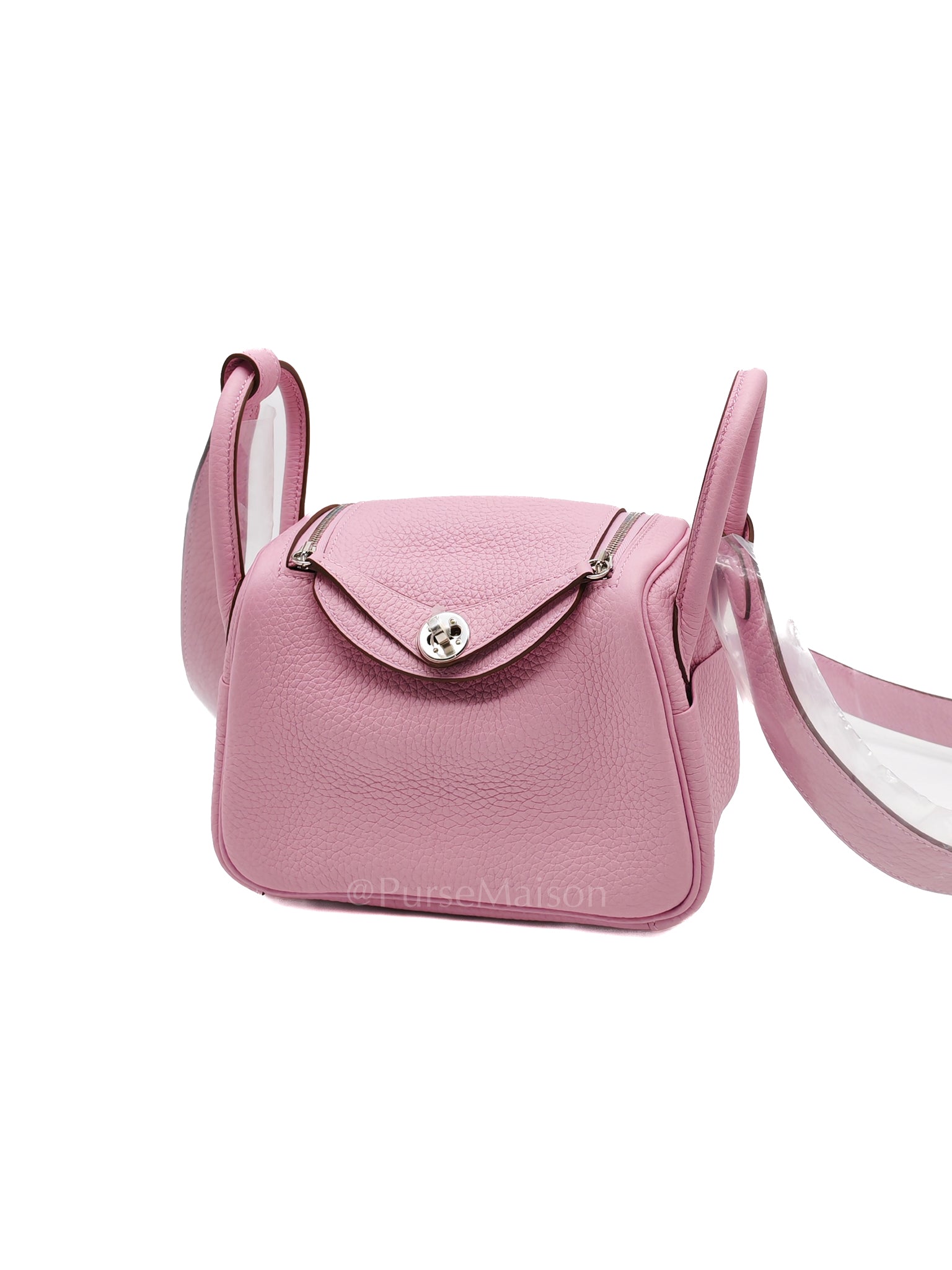 Mini Lindy in Mauve Sylvestre Clemence Leather and Palladium Hardware Stamp U (2022) | Purse Maison Luxury Bags Shop