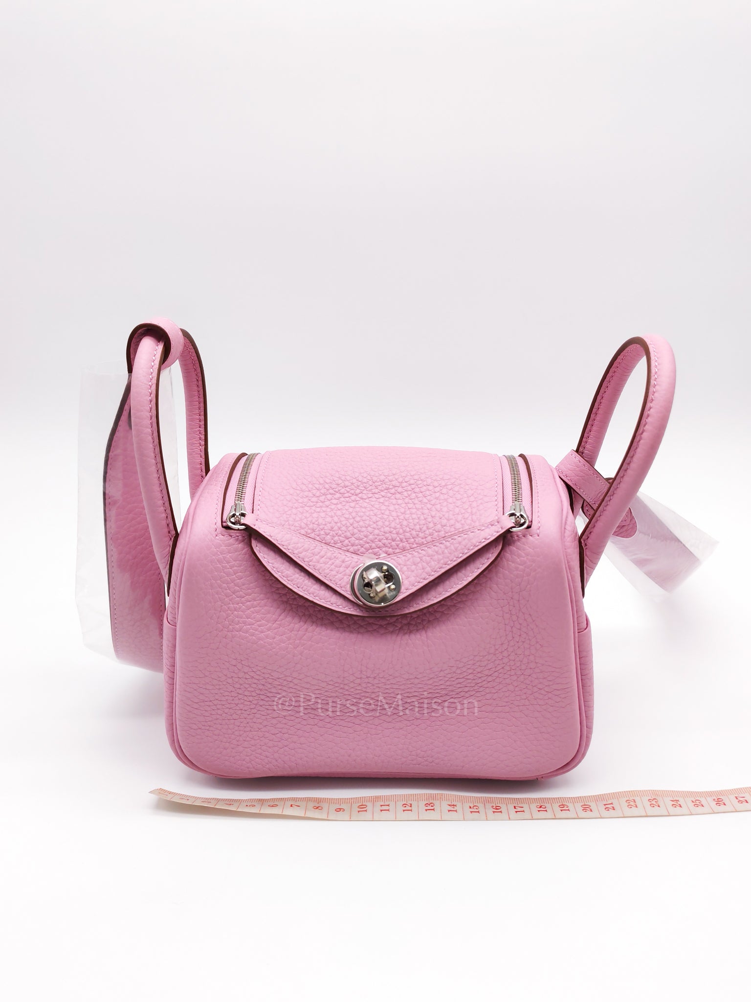 Mini Lindy in Mauve Sylvestre Clemence Leather and Palladium Hardware Stamp U (2022) | Purse Maison Luxury Bags Shop