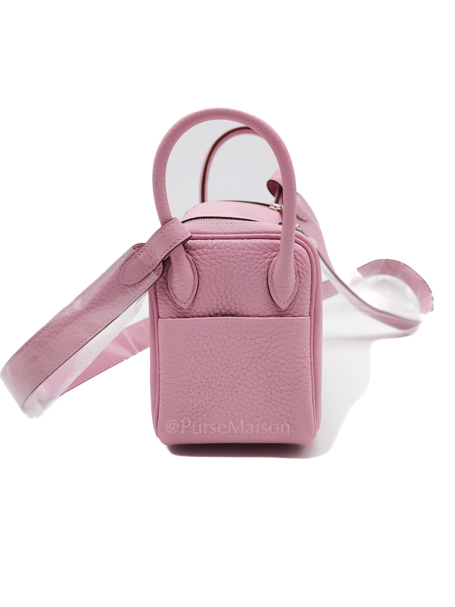 Mini Lindy in Mauve Sylvestre Clemence Leather and Palladium Hardware Stamp U (2022) | Purse Maison Luxury Bags Shop