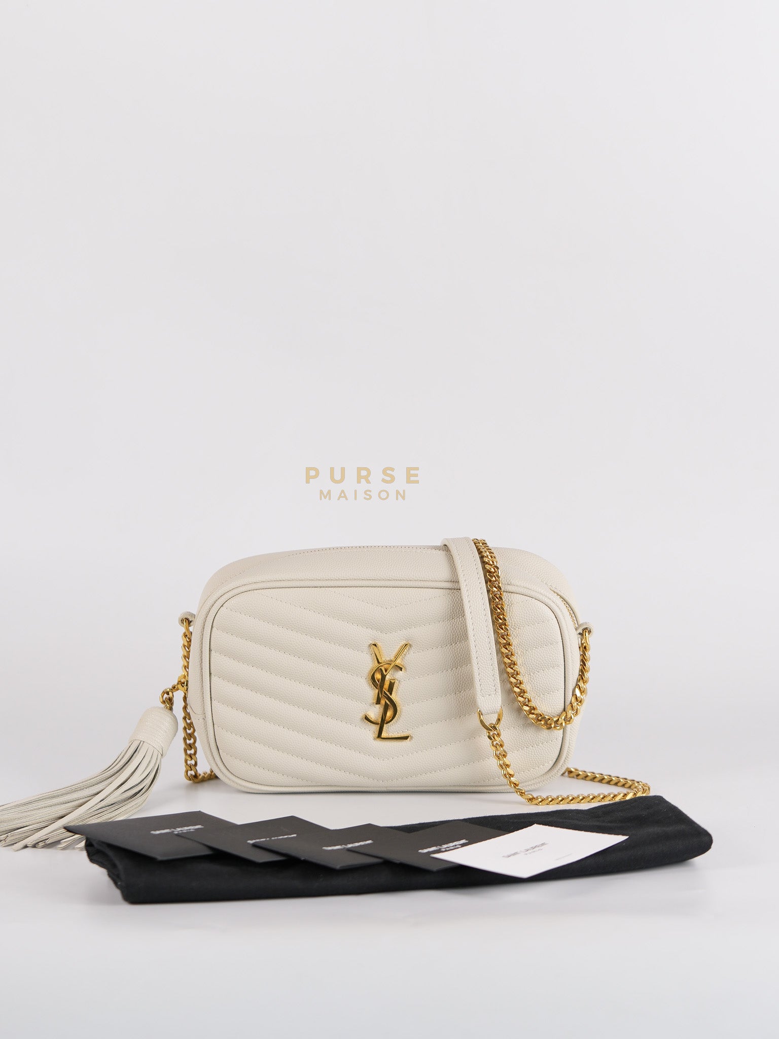 Mini Lou Camera Bag in Crema Soft Quilted Leather & Gold Hardware | Purse Maison Luxury Bags Shop