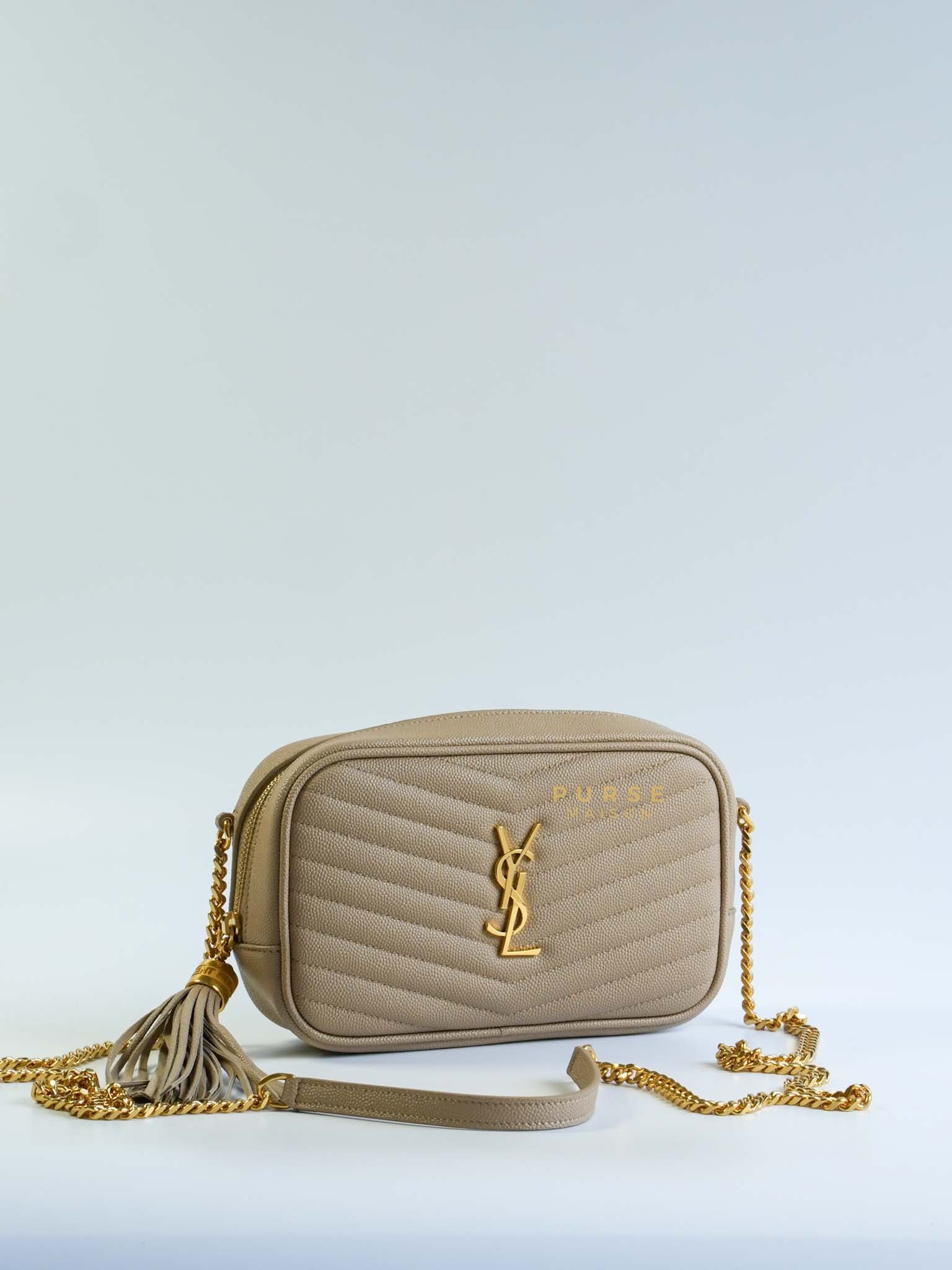 Mini Lou Camera Chain Bag Beige in Gold Hardware | Purse Maison Luxury Bags Shop