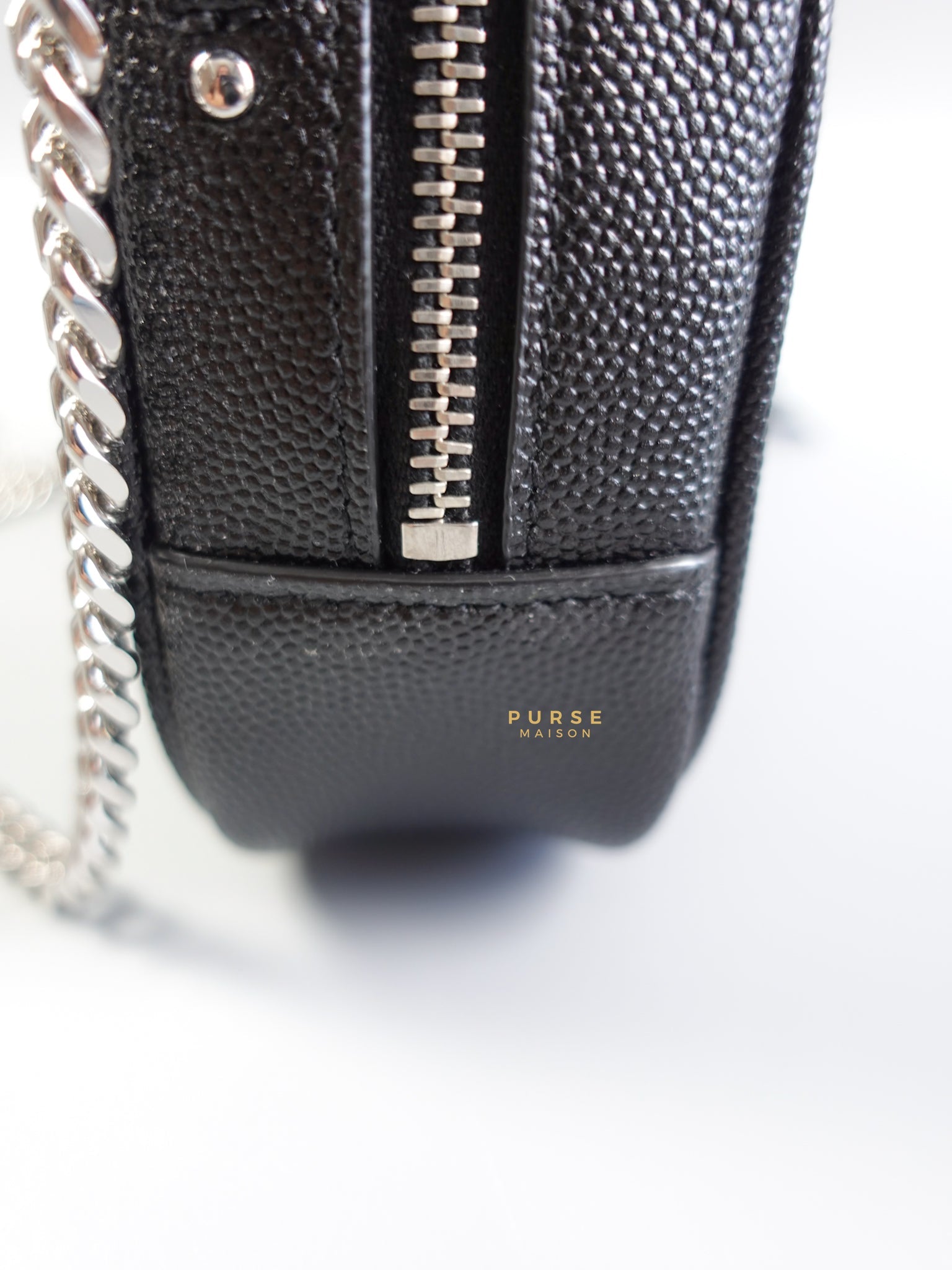 Mini Lou Camera Chain Bag Black in Silver Hardware | Purse Maison Luxury Bags Shop