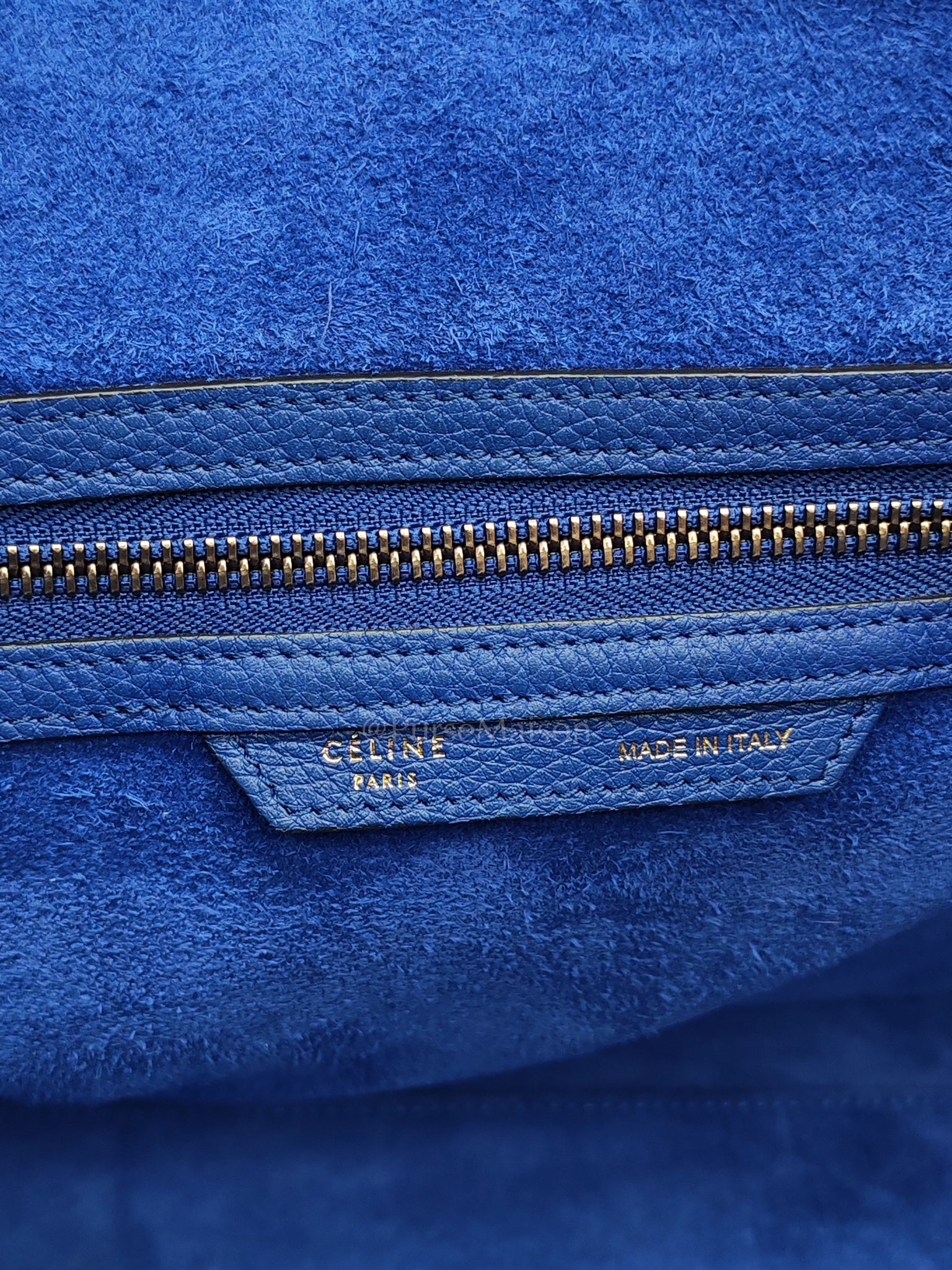 Mini Luggage Tote Bag in Blue Grained Calfskin Leather | Purse Maison Luxury Bags Shop