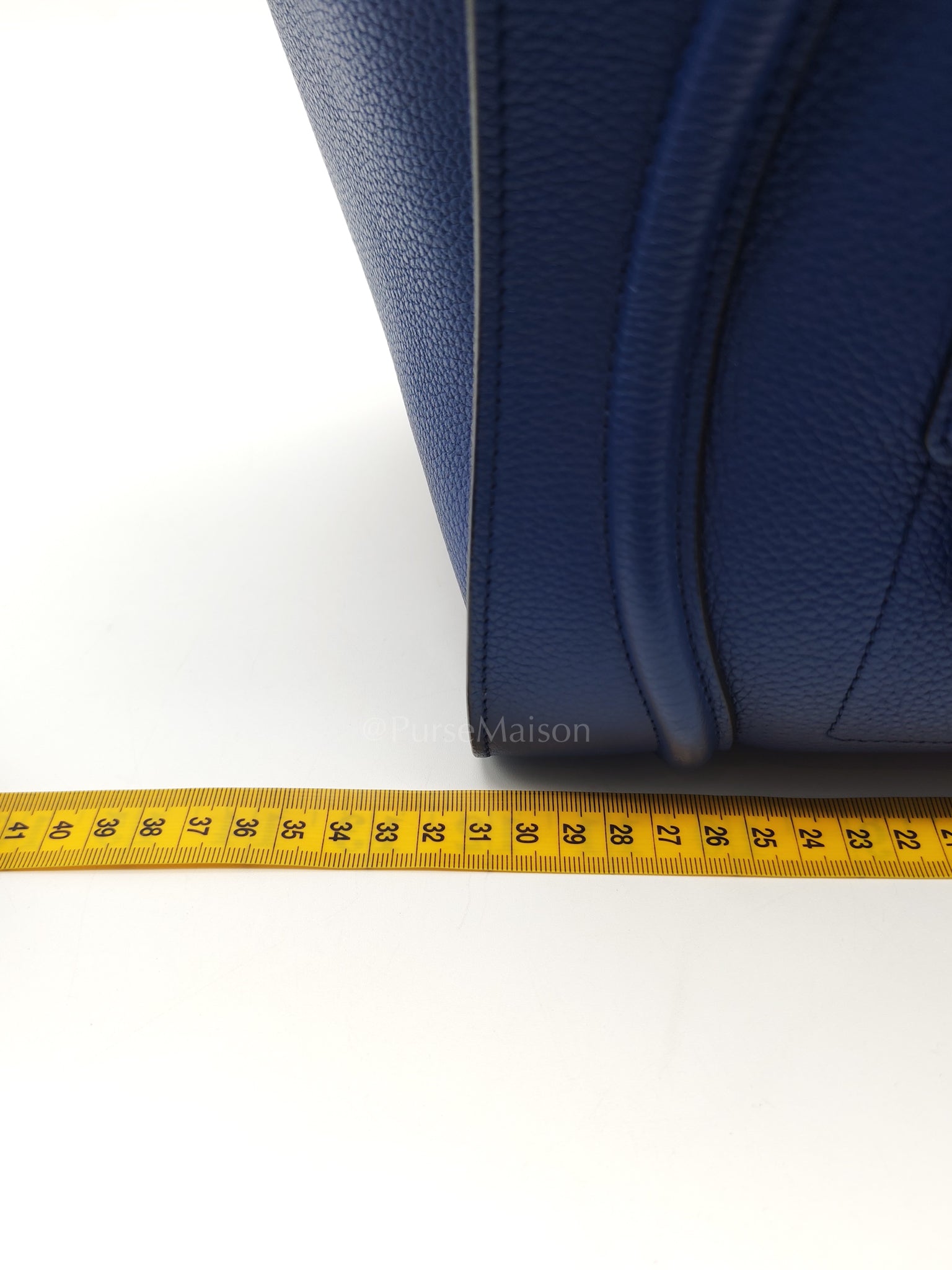 Mini Luggage Tote Bag in Blue Grained Calfskin Leather | Purse Maison Luxury Bags Shop
