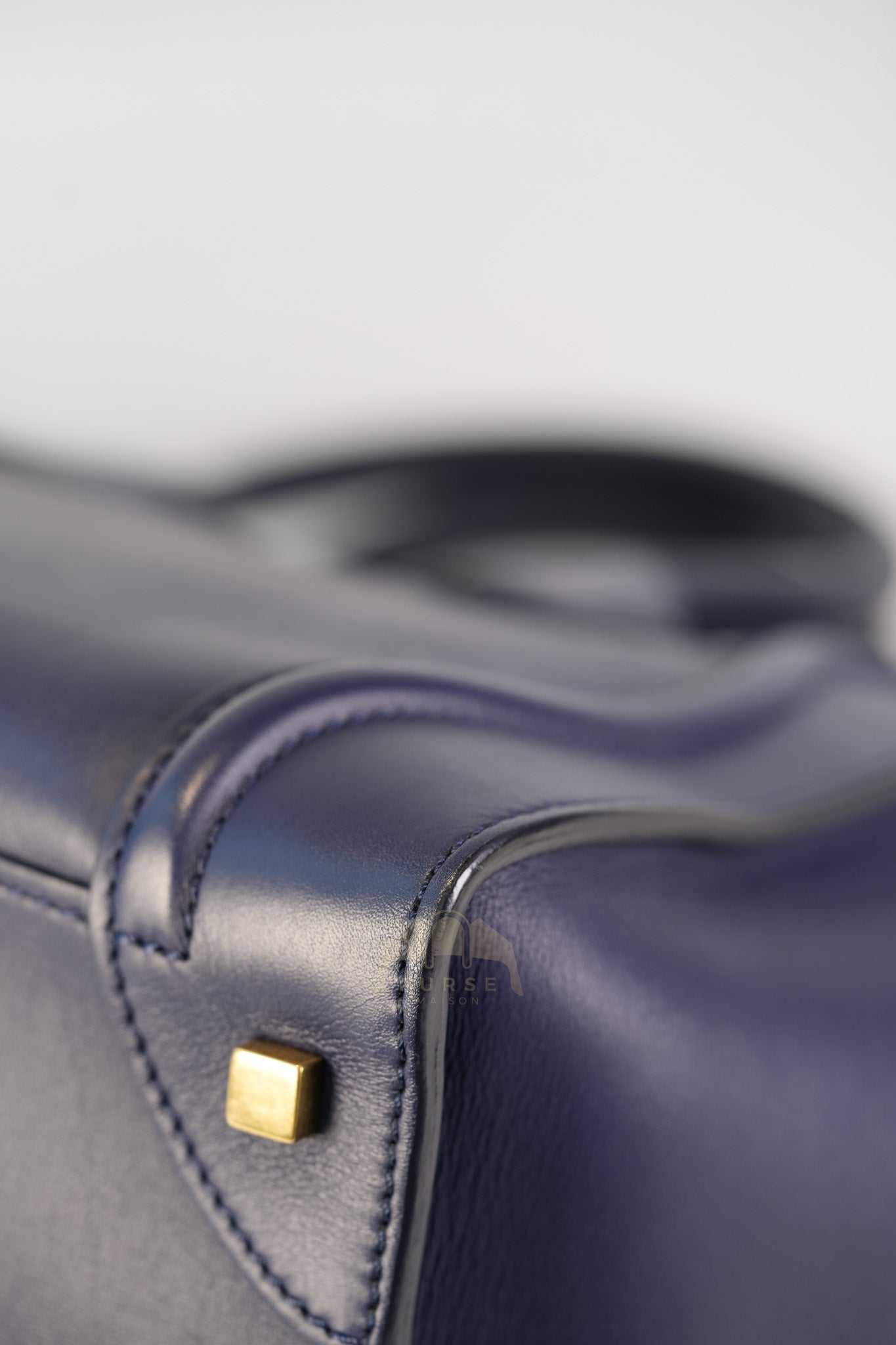 Mini Luggage Tote Bag in Navy Blue Smooth Calfskin Leather | Purse Maison Luxury Bags Shop