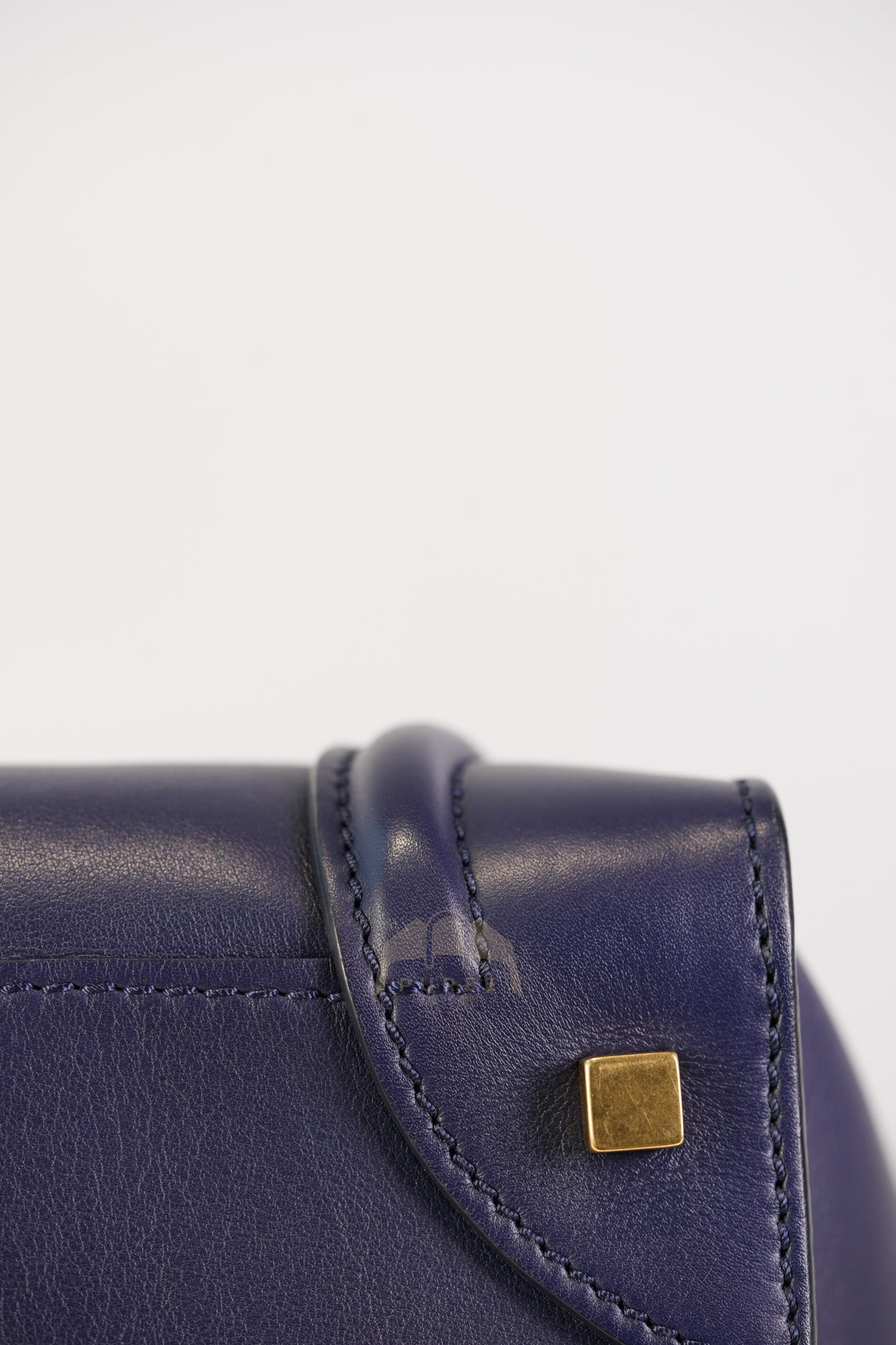 Mini Luggage Tote Bag in Navy Blue Smooth Calfskin Leather | Purse Maison Luxury Bags Shop