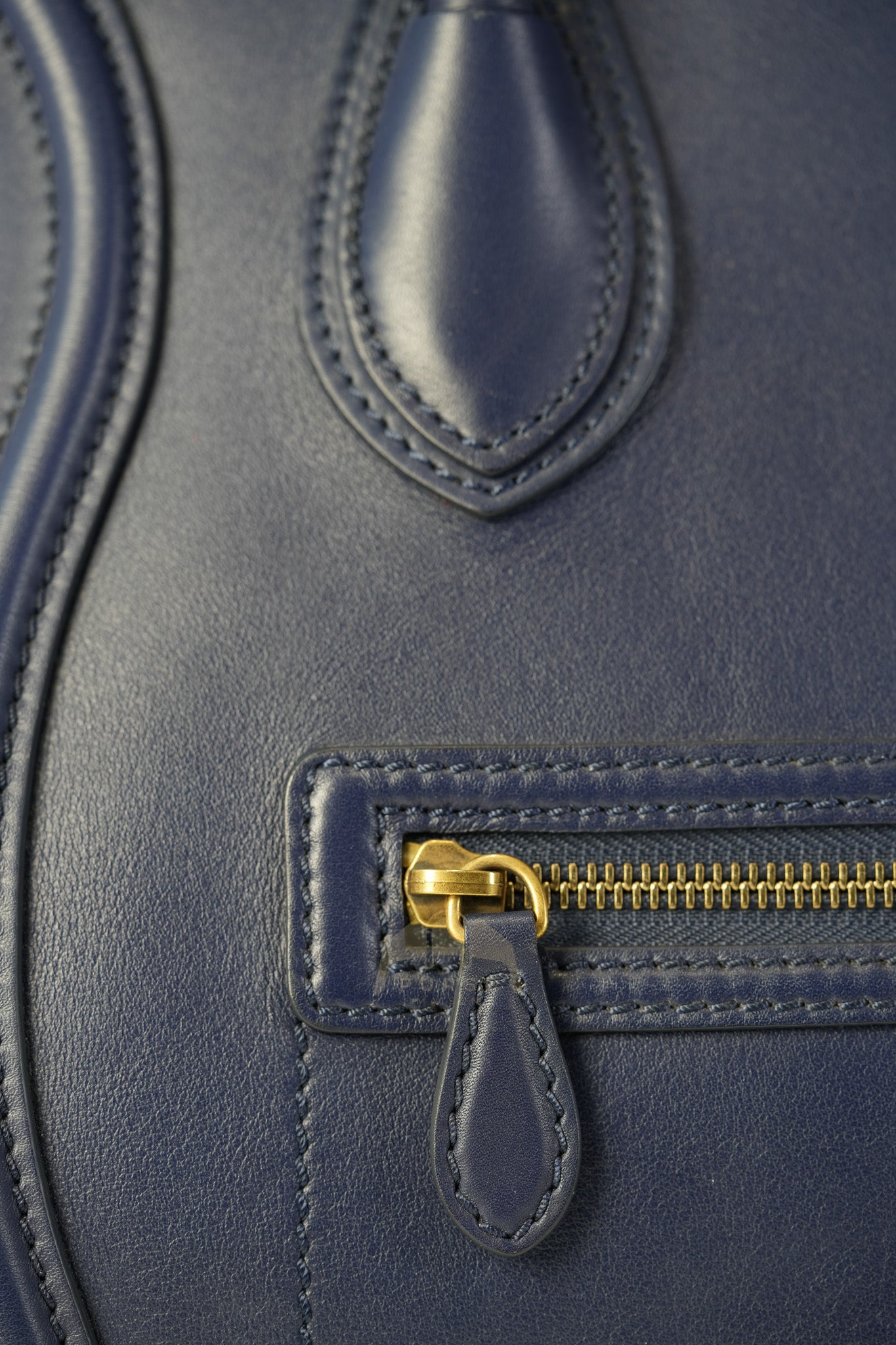 Mini Luggage Tote Bag in Navy Blue Smooth Calfskin Leather | Purse Maison Luxury Bags Shop