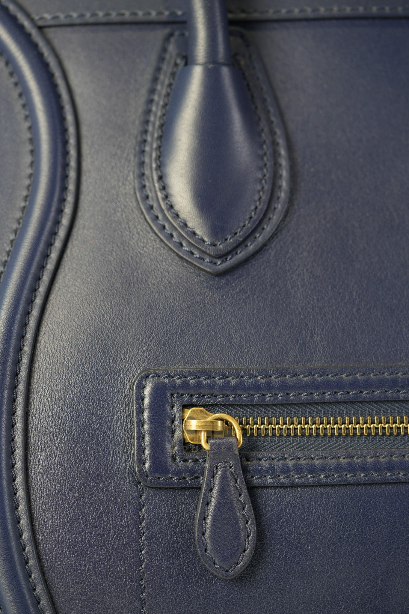 Mini Luggage Tote Bag in Navy Blue Smooth Calfskin Leather | Purse Maison Luxury Bags Shop