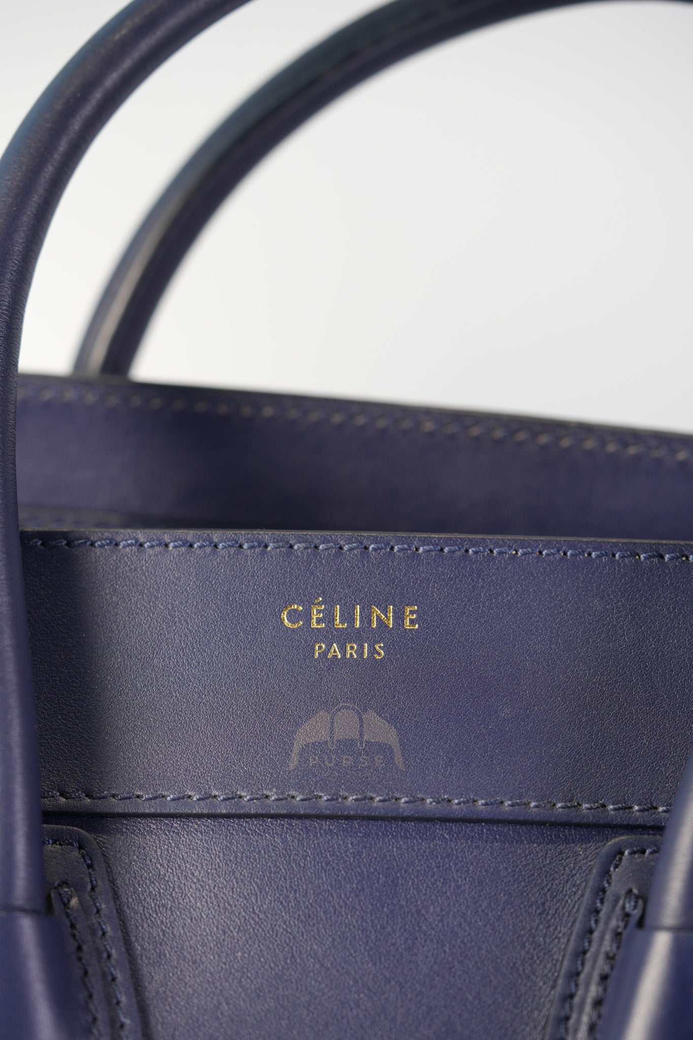 Mini Luggage Tote Bag in Navy Blue Smooth Calfskin Leather | Purse Maison Luxury Bags Shop