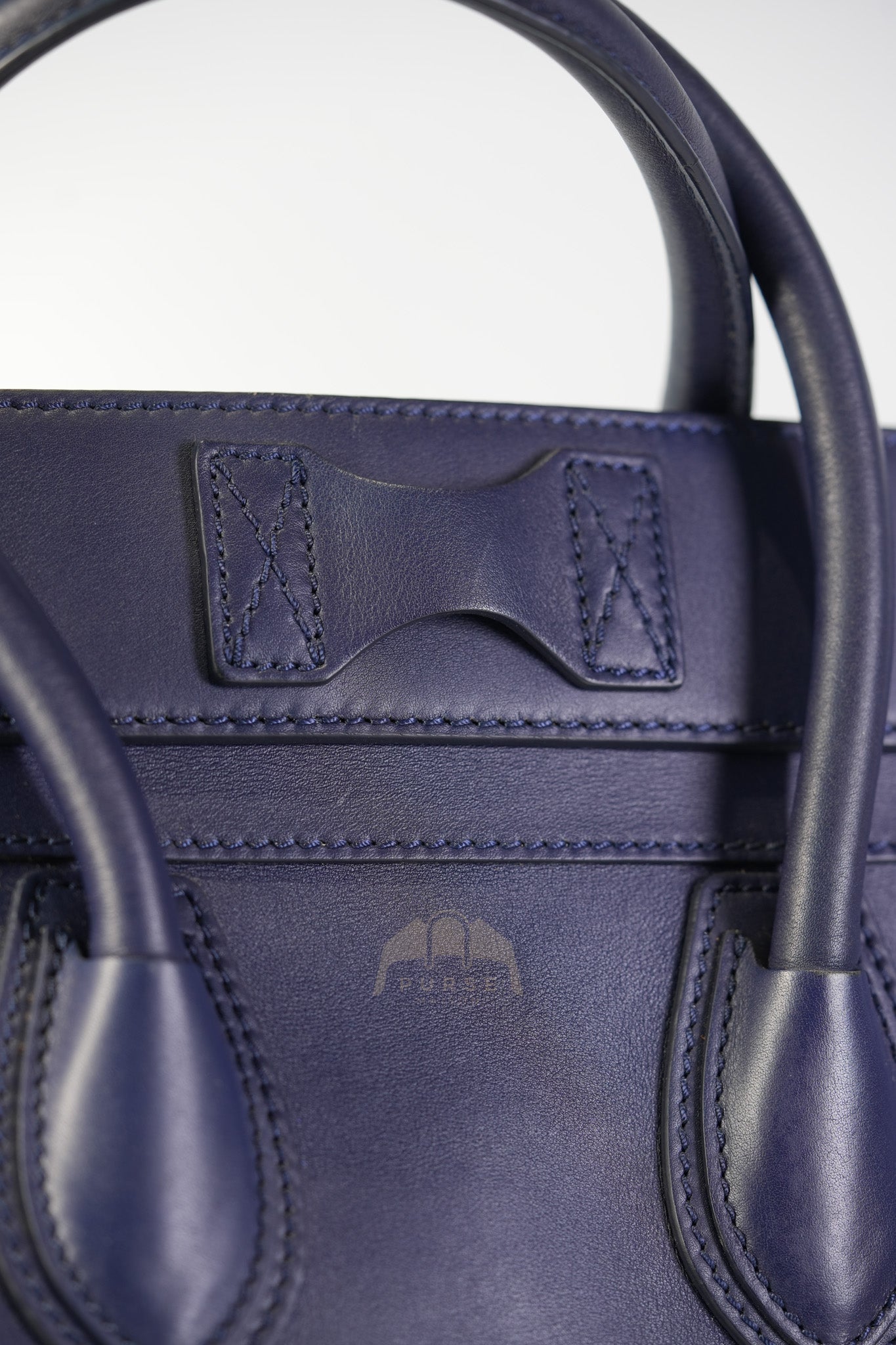Mini Luggage Tote Bag in Navy Blue Smooth Calfskin Leather | Purse Maison Luxury Bags Shop
