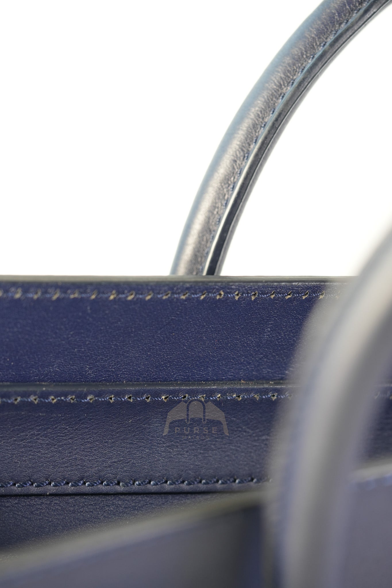Mini Luggage Tote Bag in Navy Blue Smooth Calfskin Leather | Purse Maison Luxury Bags Shop
