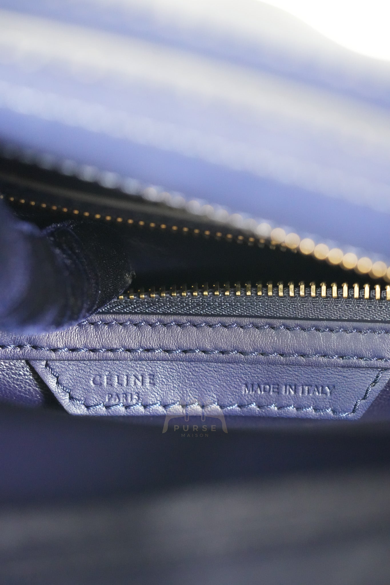 Mini Luggage Tote Bag in Navy Blue Smooth Calfskin Leather | Purse Maison Luxury Bags Shop