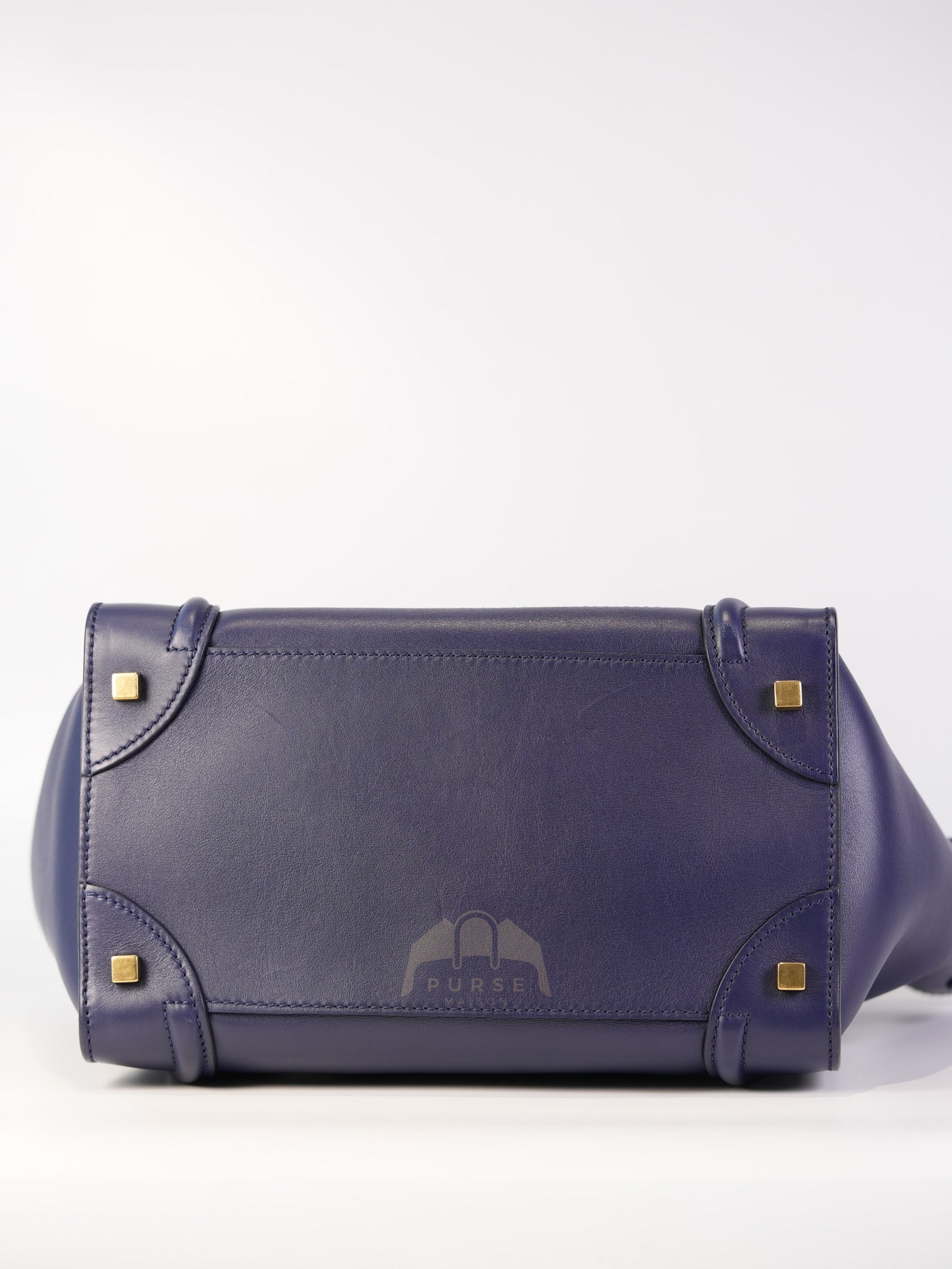 Mini Luggage Tote Bag in Navy Blue Smooth Calfskin Leather | Purse Maison Luxury Bags Shop