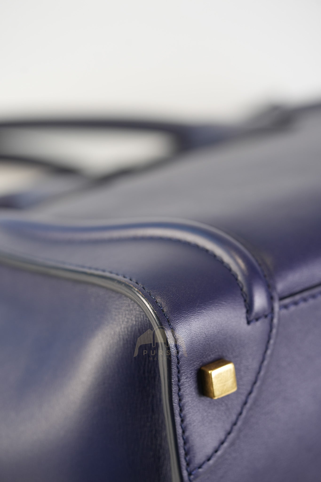 Mini Luggage Tote Bag in Navy Blue Smooth Calfskin Leather | Purse Maison Luxury Bags Shop