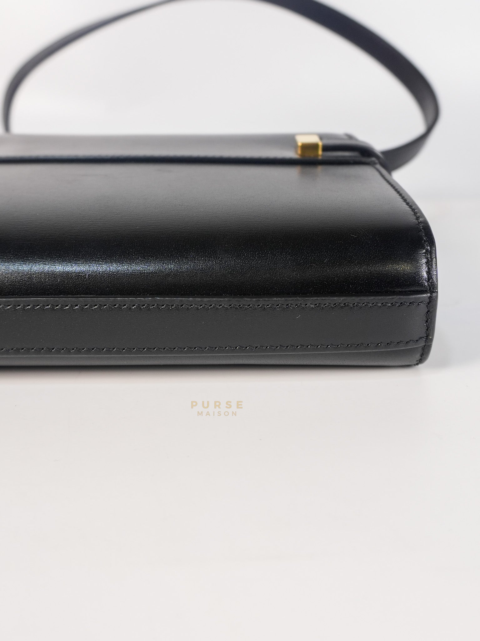 Mini Manhattan Bag in Black Smooth Leather and Gold Hardware | Purse Maison Luxury Bags Shop