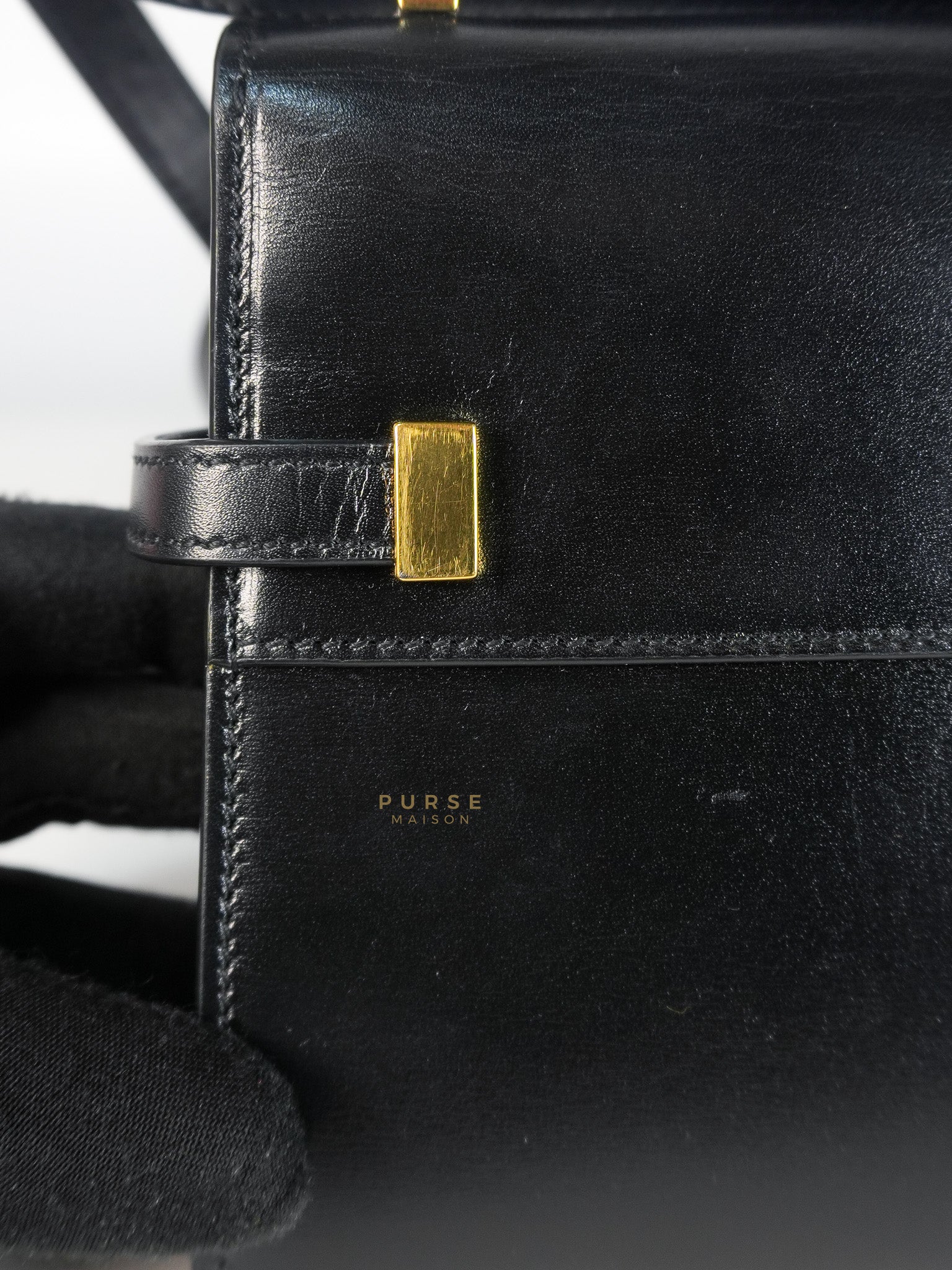 Mini Manhattan Bag in Black Smooth Leather and Gold Hardware | Purse Maison Luxury Bags Shop