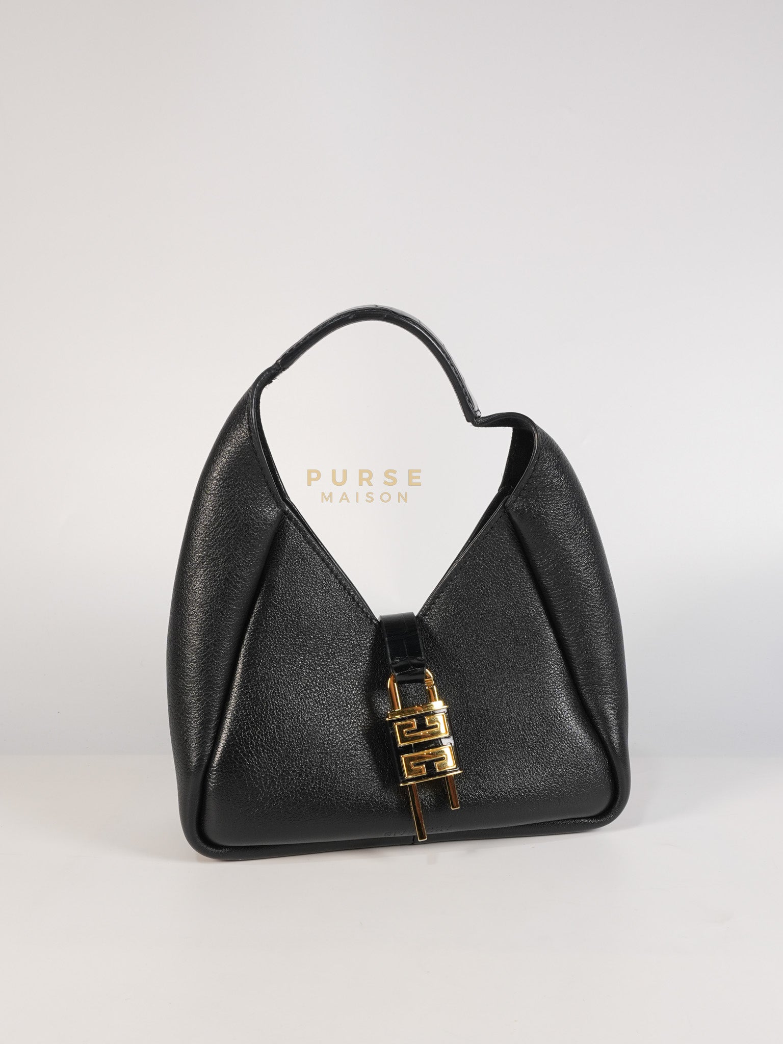 Mini Padlock Black Calfskin Leather Hobo Bag | Purse Maison Luxury Bags Shop