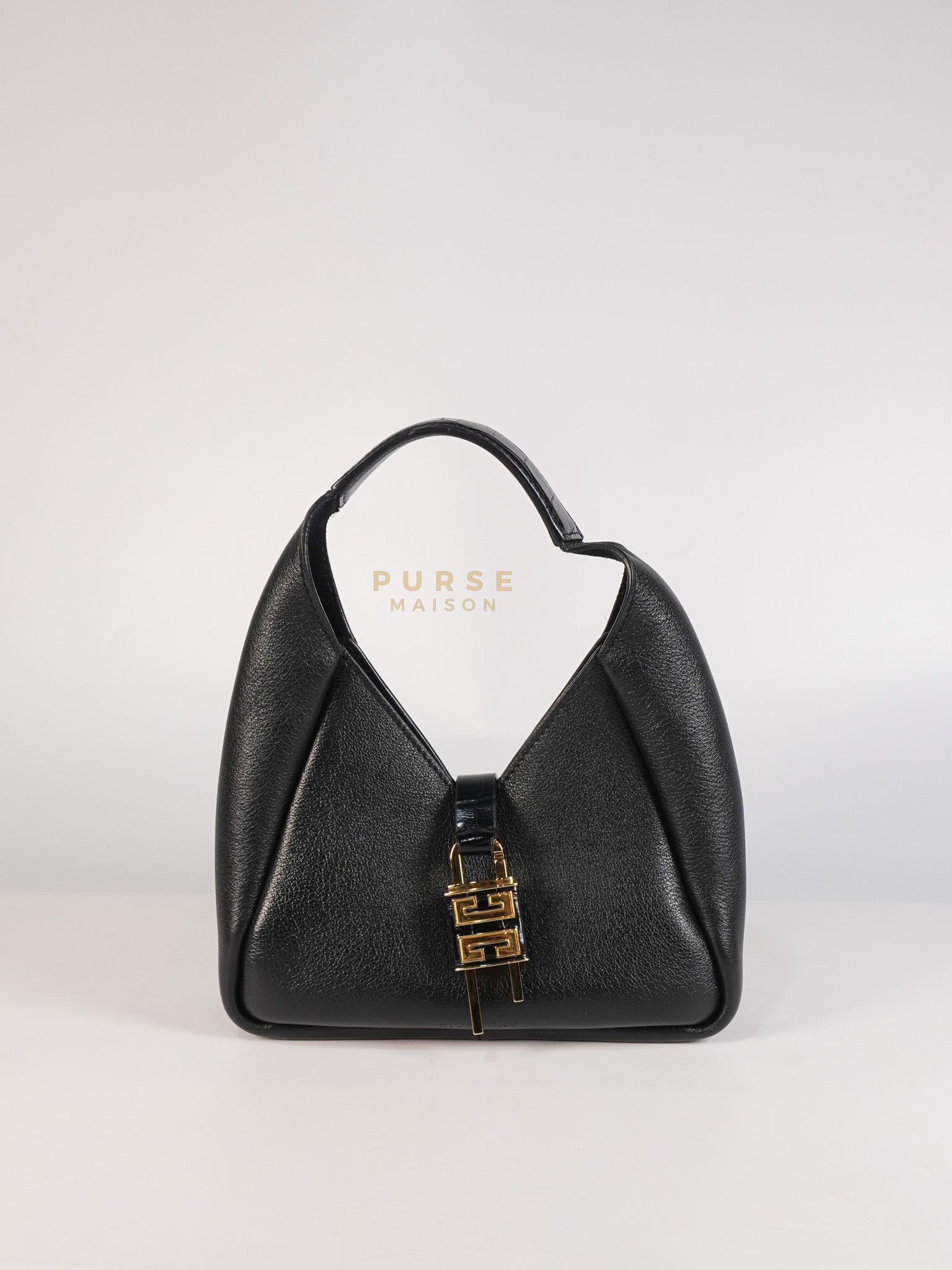 Mini Padlock Black Calfskin Leather Hobo Bag | Purse Maison Luxury Bags Shop