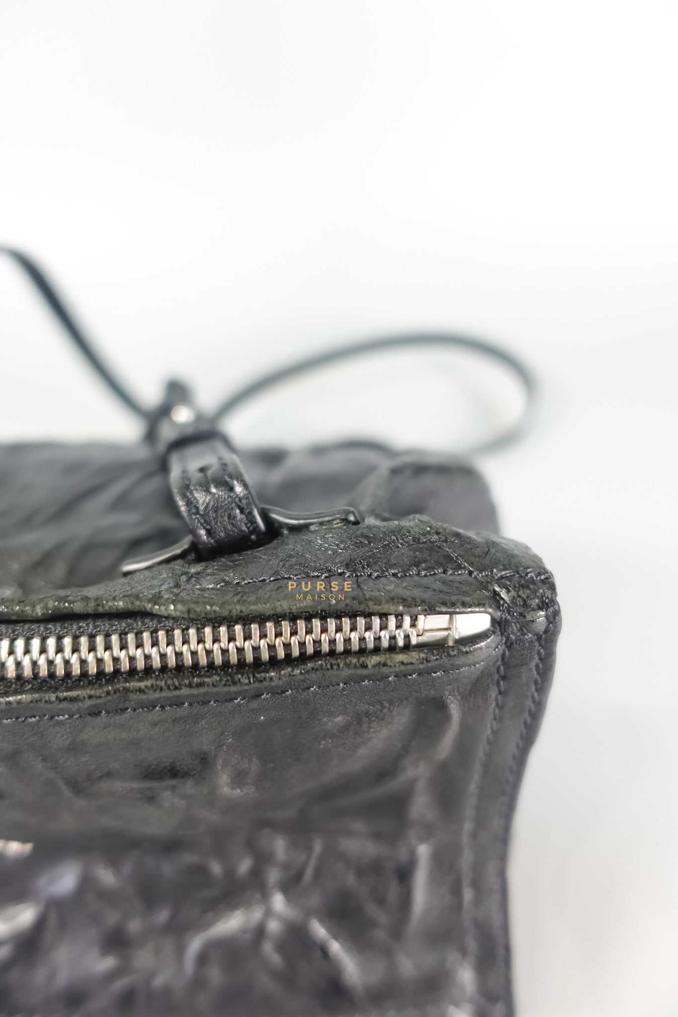 Mini Pandora Bag in Black Sheep Skin Leather | Purse Maison Luxury Bags Shop