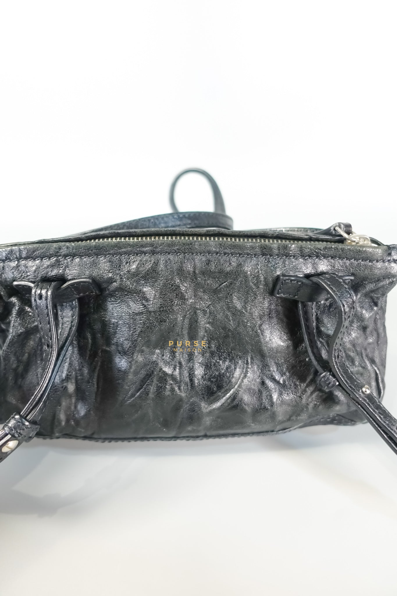 Mini Pandora Bag in Black Sheep Skin Leather | Purse Maison Luxury Bags Shop