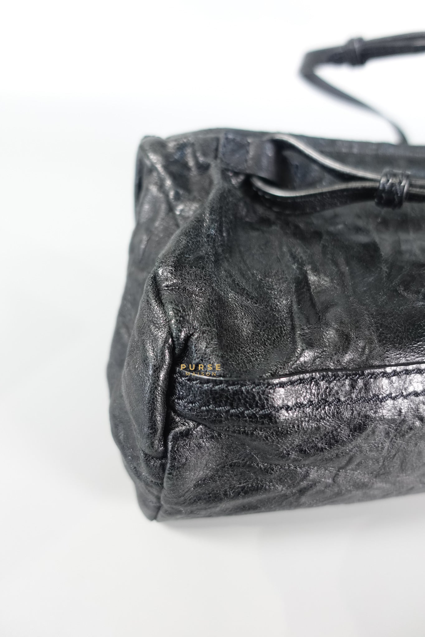 Mini Pandora Bag in Black Sheep Skin Leather | Purse Maison Luxury Bags Shop