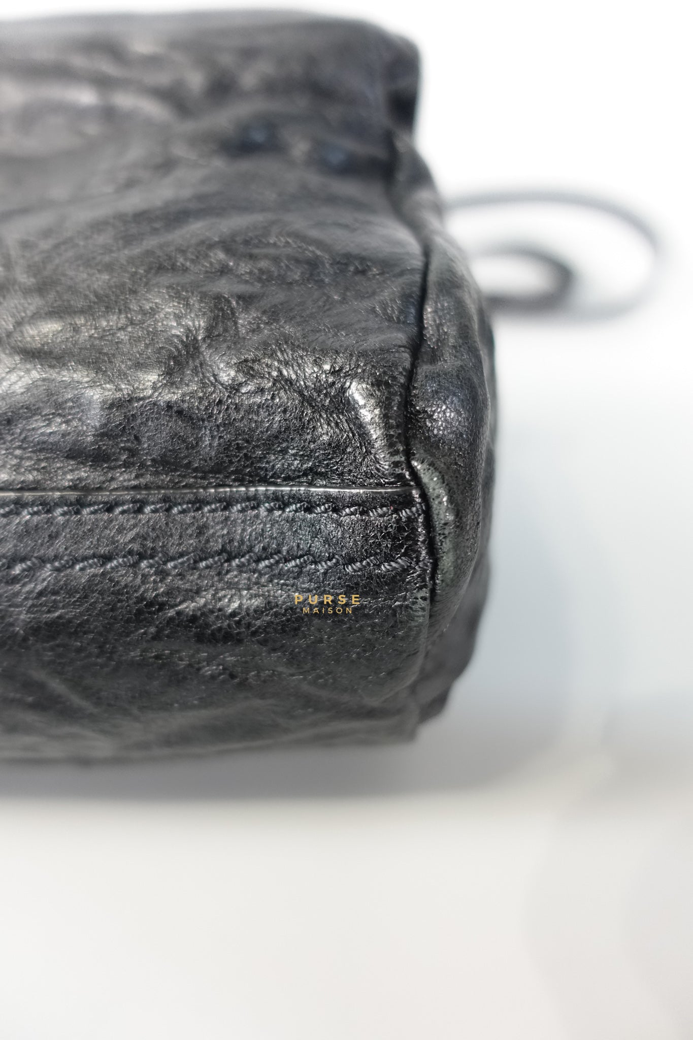 Mini Pandora Bag in Black Sheep Skin Leather | Purse Maison Luxury Bags Shop