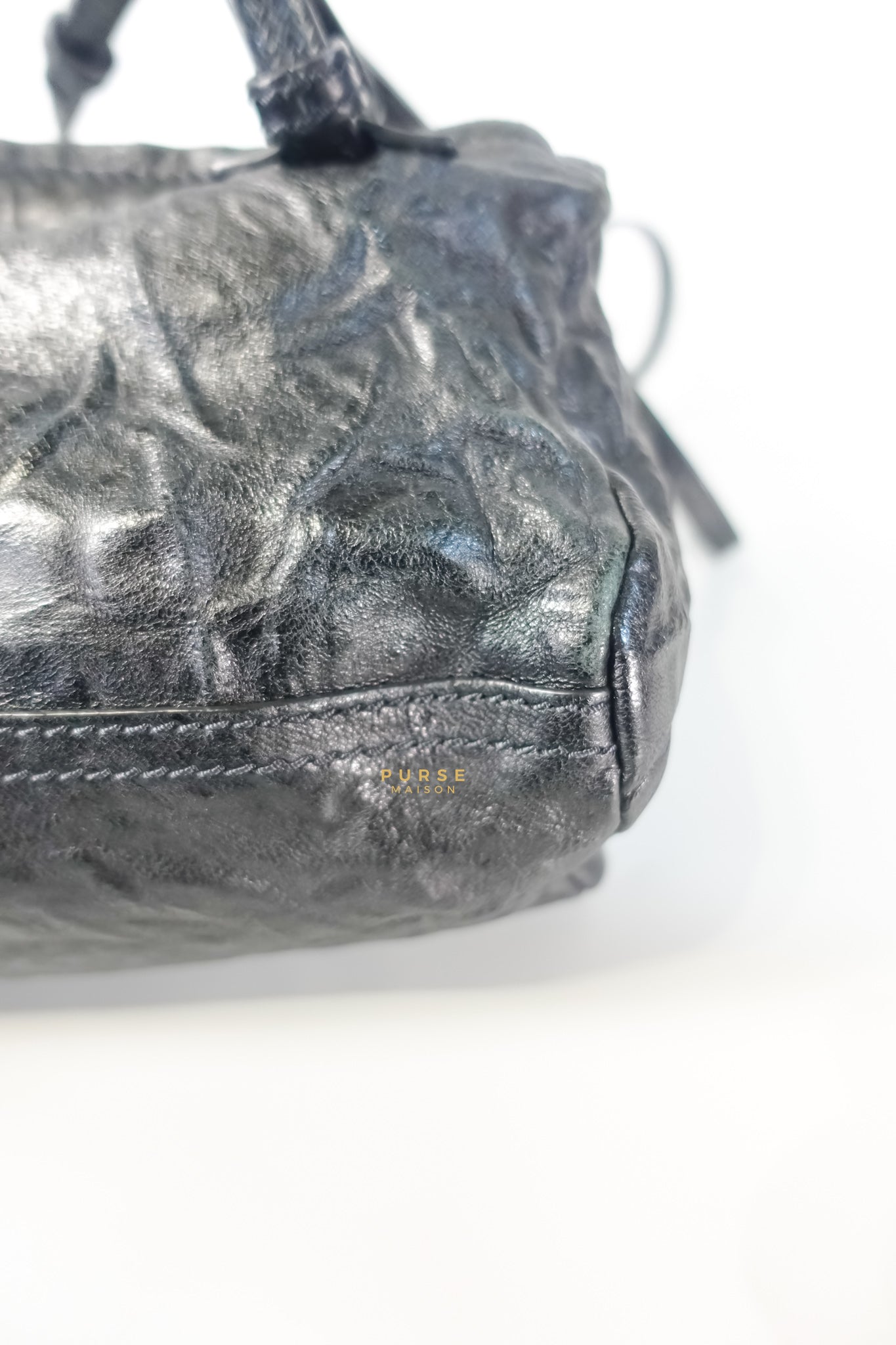 Mini Pandora Bag in Black Sheep Skin Leather | Purse Maison Luxury Bags Shop