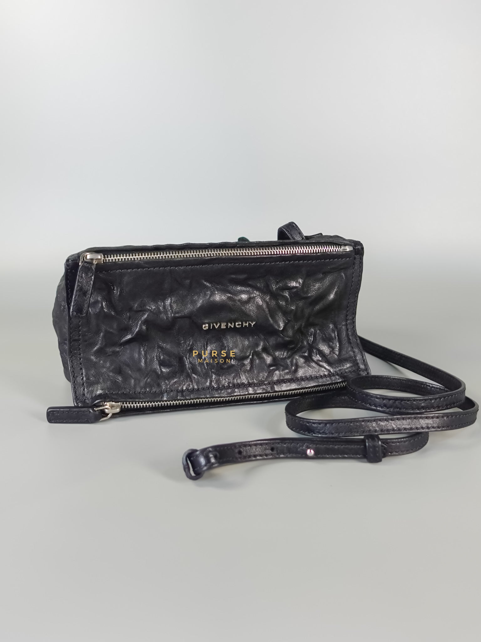 Mini Pandora Bag in Black Sheep Skin Leather | Purse Maison Luxury Bags Shop