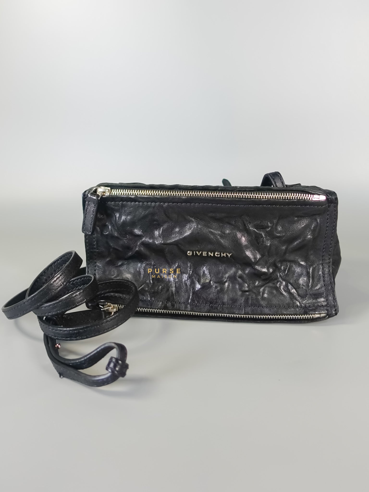 Mini Pandora Bag in Black Sheep Skin Leather | Purse Maison Luxury Bags Shop