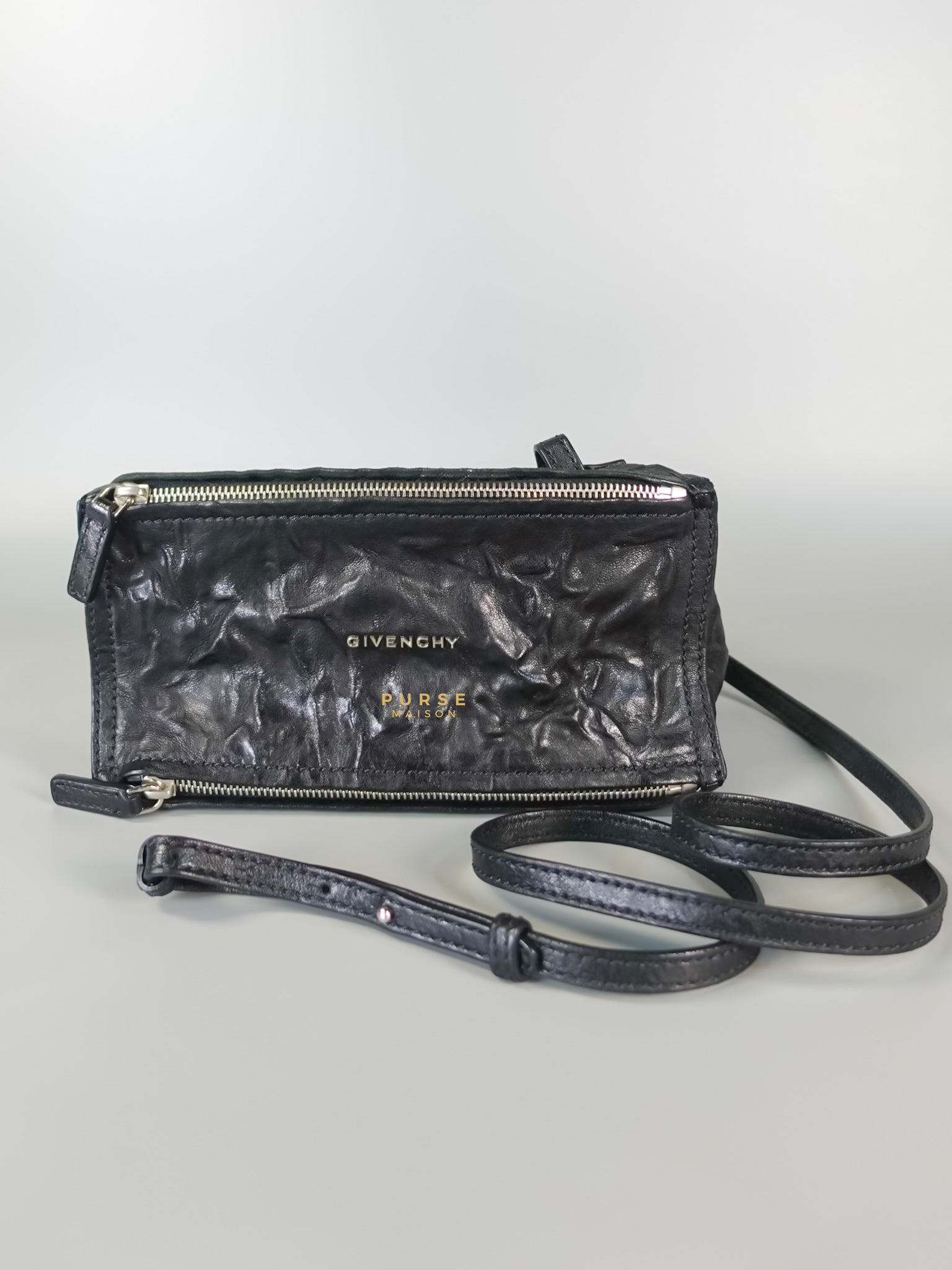 Mini Pandora Bag in Black Sheep Skin Leather | Purse Maison Luxury Bags Shop