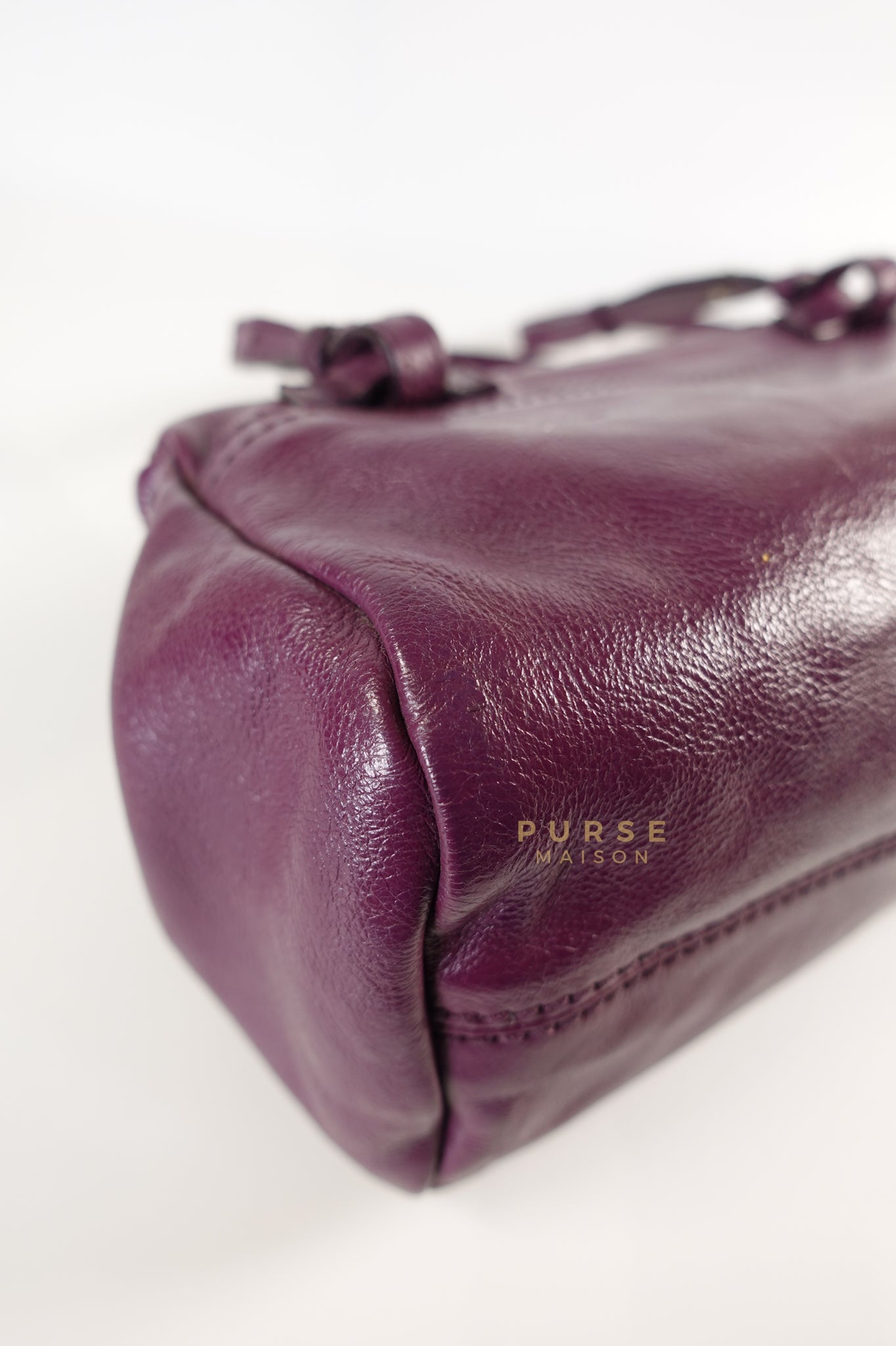 Mini Pandora Bag in Purple Leather | Purse Maison Luxury Bags Shop