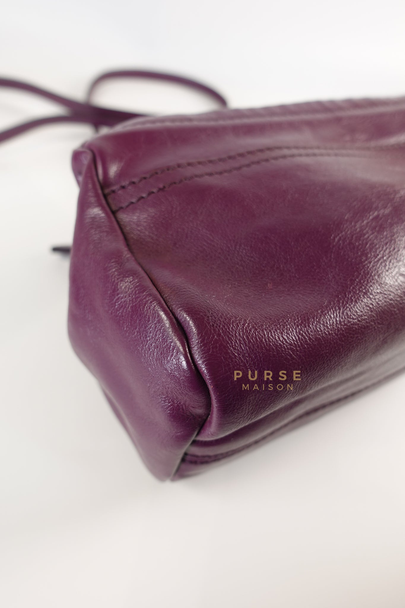 Mini Pandora Bag in Purple Leather | Purse Maison Luxury Bags Shop