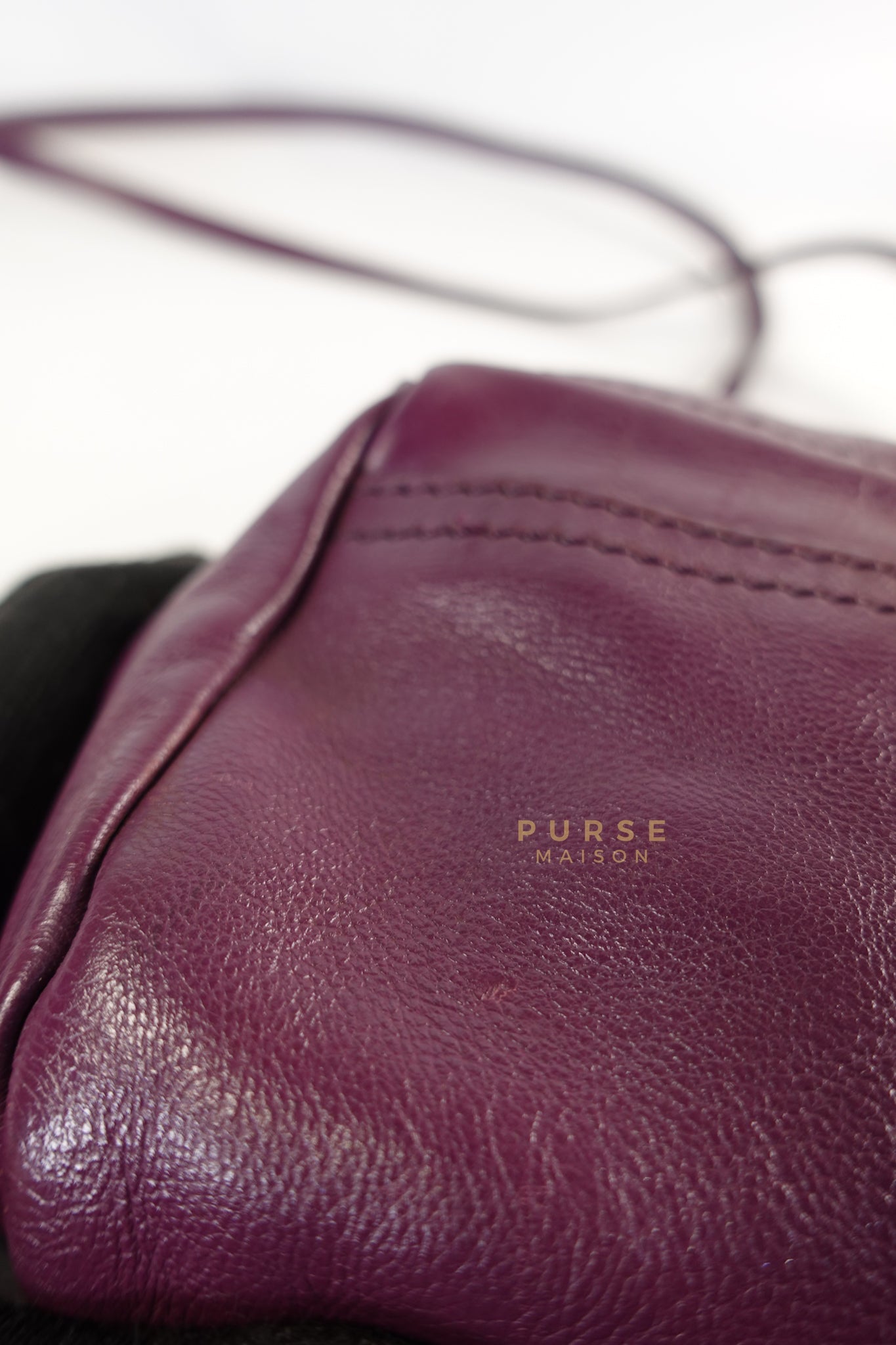 Mini Pandora Bag in Purple Leather | Purse Maison Luxury Bags Shop