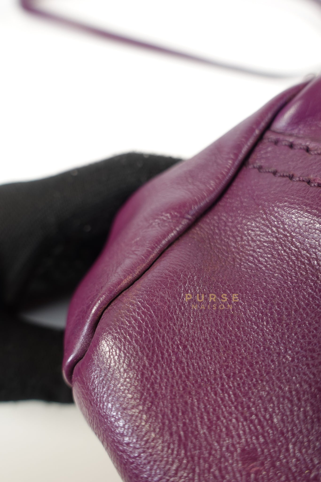 Mini Pandora Bag in Purple Leather | Purse Maison Luxury Bags Shop