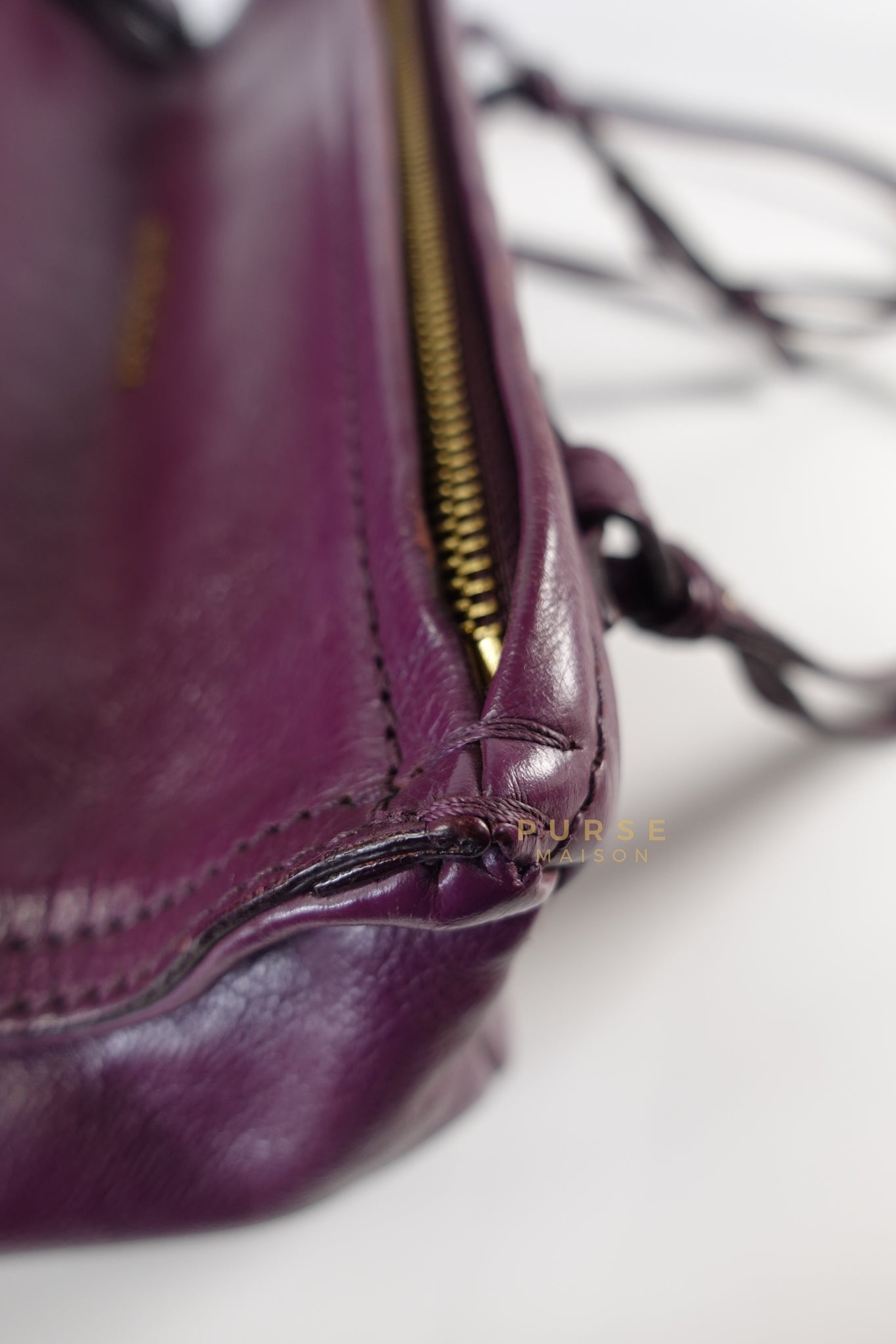 Mini Pandora Bag in Purple Leather | Purse Maison Luxury Bags Shop