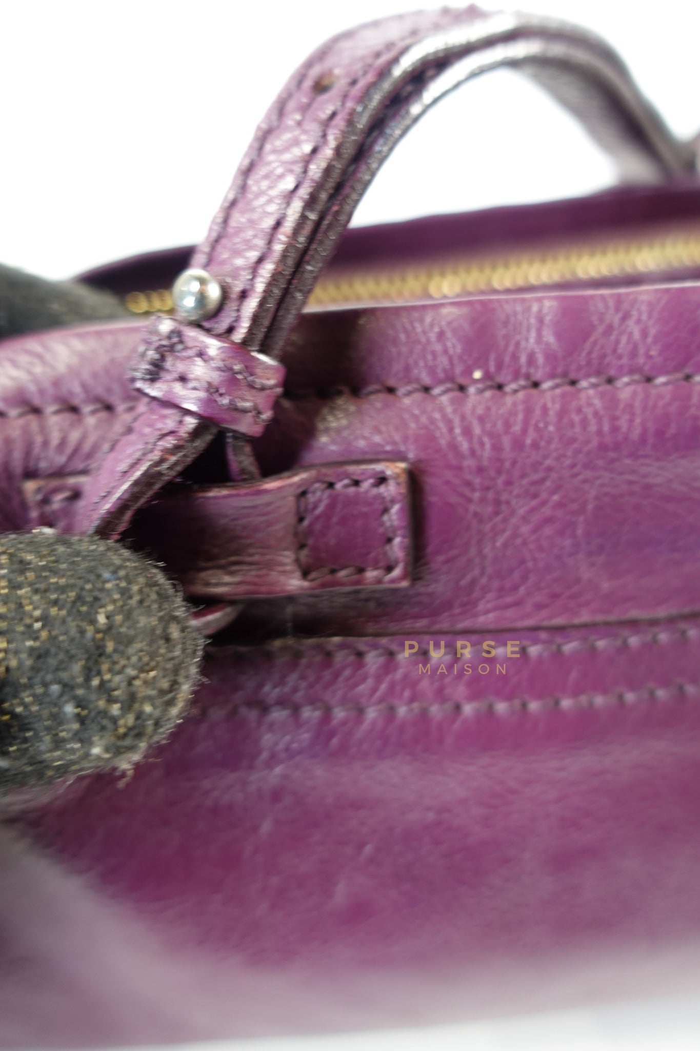 Mini Pandora Bag in Purple Leather | Purse Maison Luxury Bags Shop