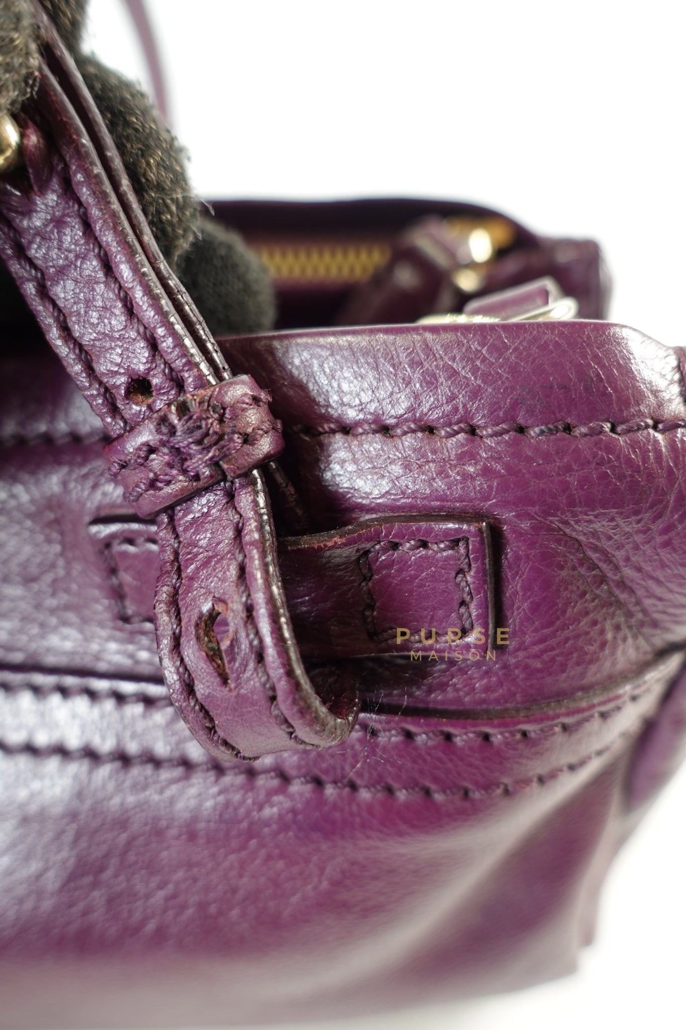 Mini Pandora Bag in Purple Leather | Purse Maison Luxury Bags Shop