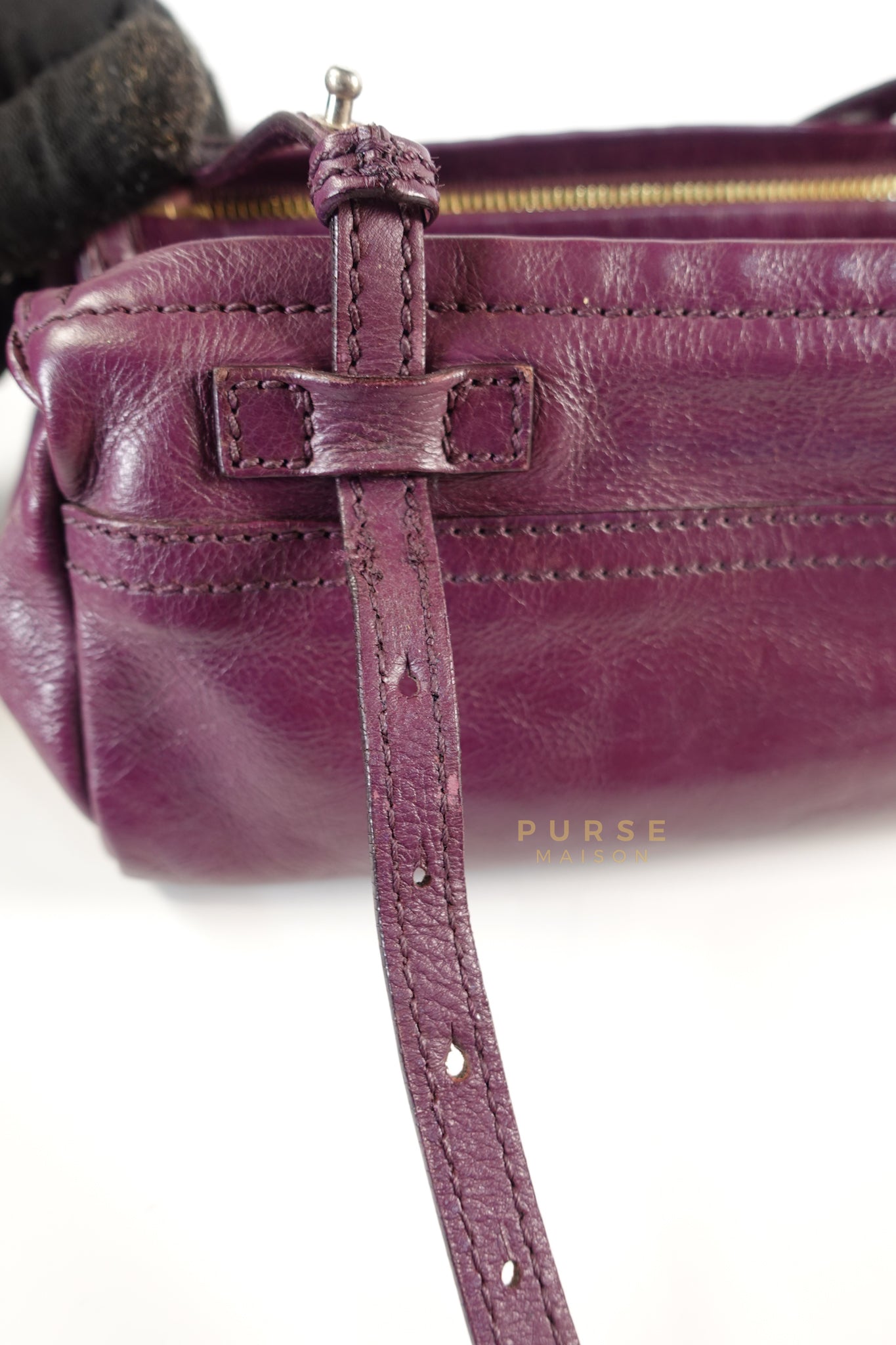 Mini Pandora Bag in Purple Leather | Purse Maison Luxury Bags Shop