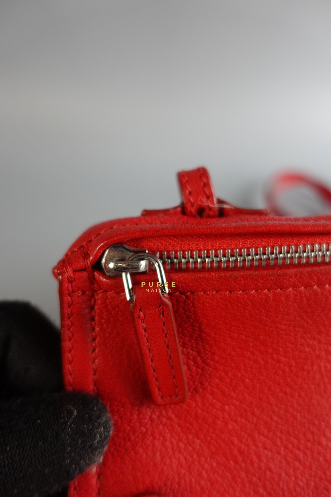 Mini Pandora Bag in Red Leather | Purse Maison Luxury Bags Shop