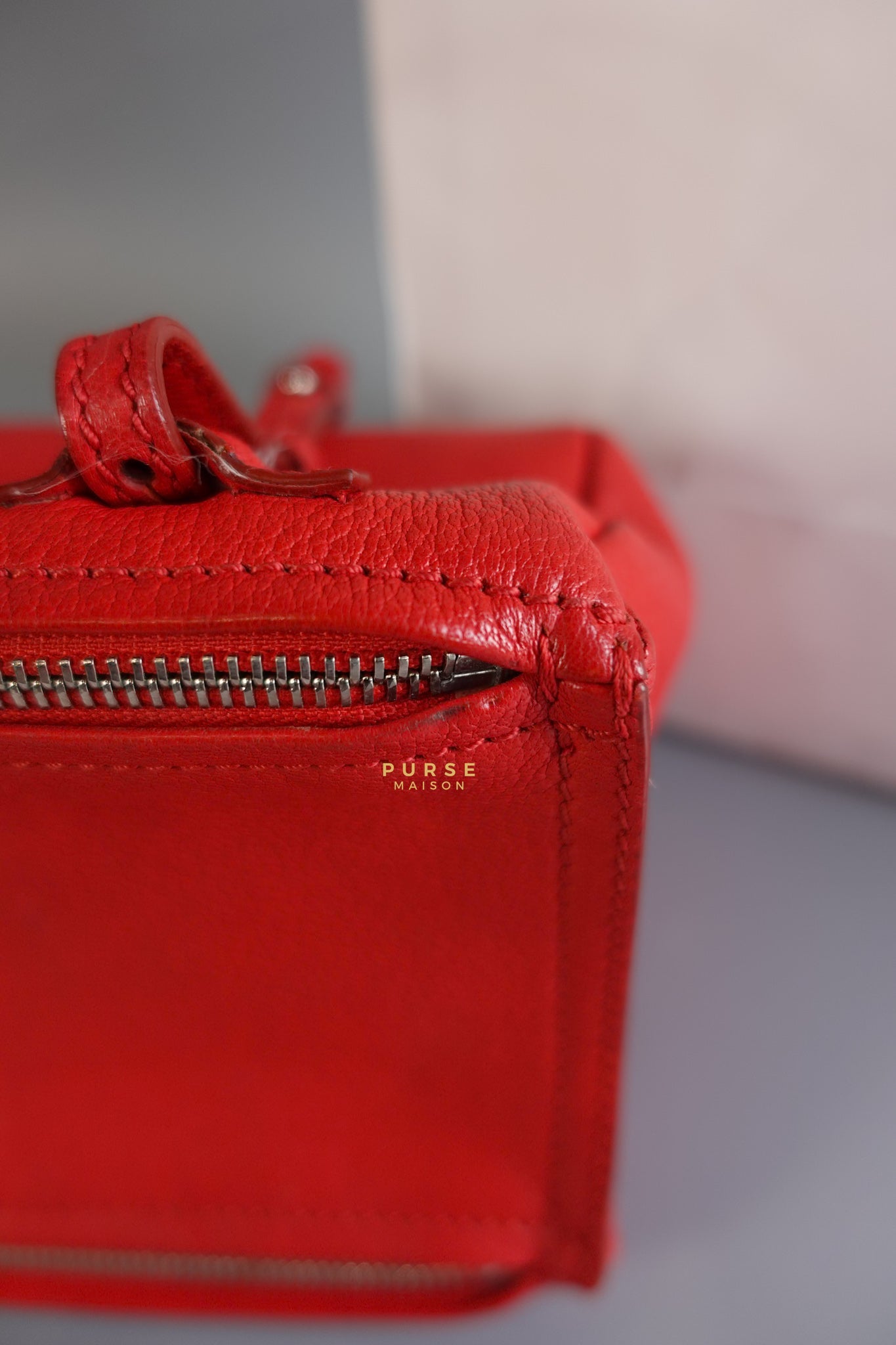 Mini Pandora Bag in Red Leather | Purse Maison Luxury Bags Shop