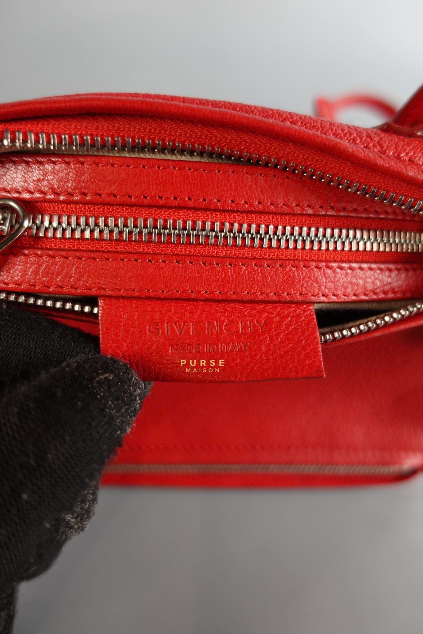 Mini Pandora Bag in Red Leather | Purse Maison Luxury Bags Shop