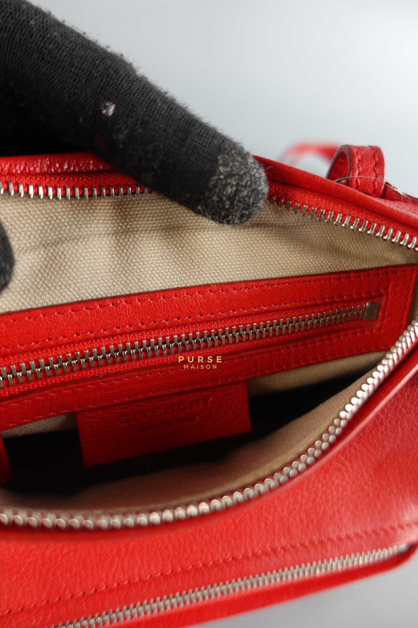 Mini Pandora Bag in Red Leather | Purse Maison Luxury Bags Shop