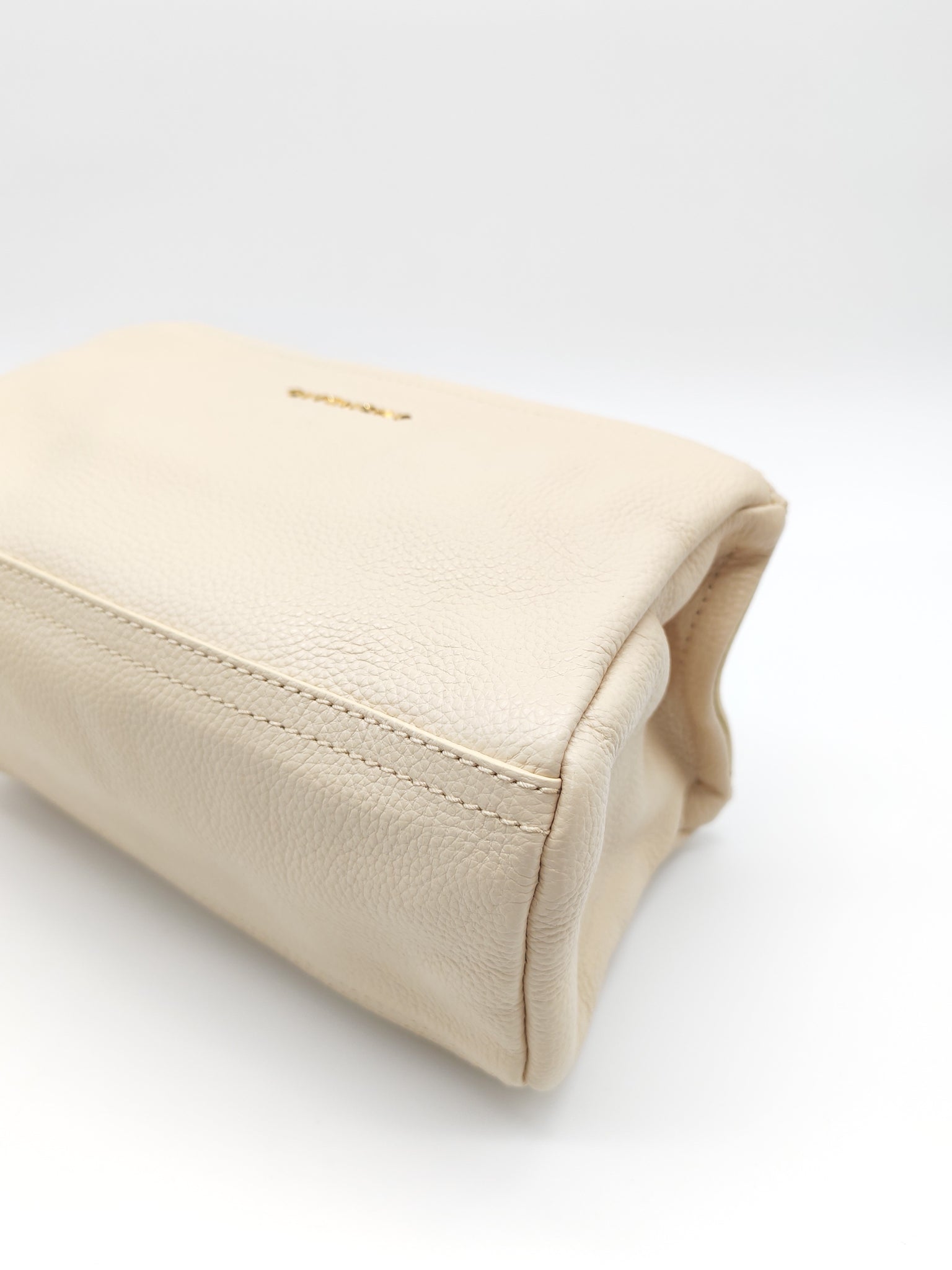 Mini Pandora in Beige Grained Calfskin Leather Crossbody Bag | Purse Maison Luxury Bags Shop