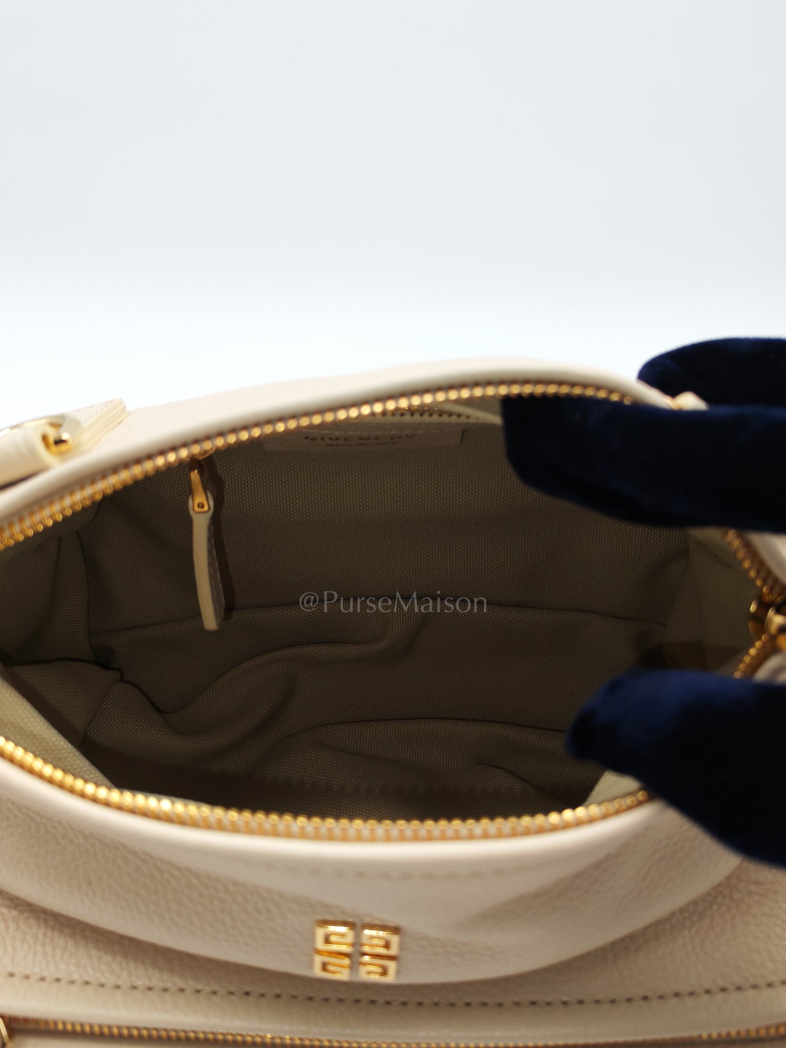 Mini Pandora in Beige Grained Calfskin Leather Crossbody Bag | Purse Maison Luxury Bags Shop